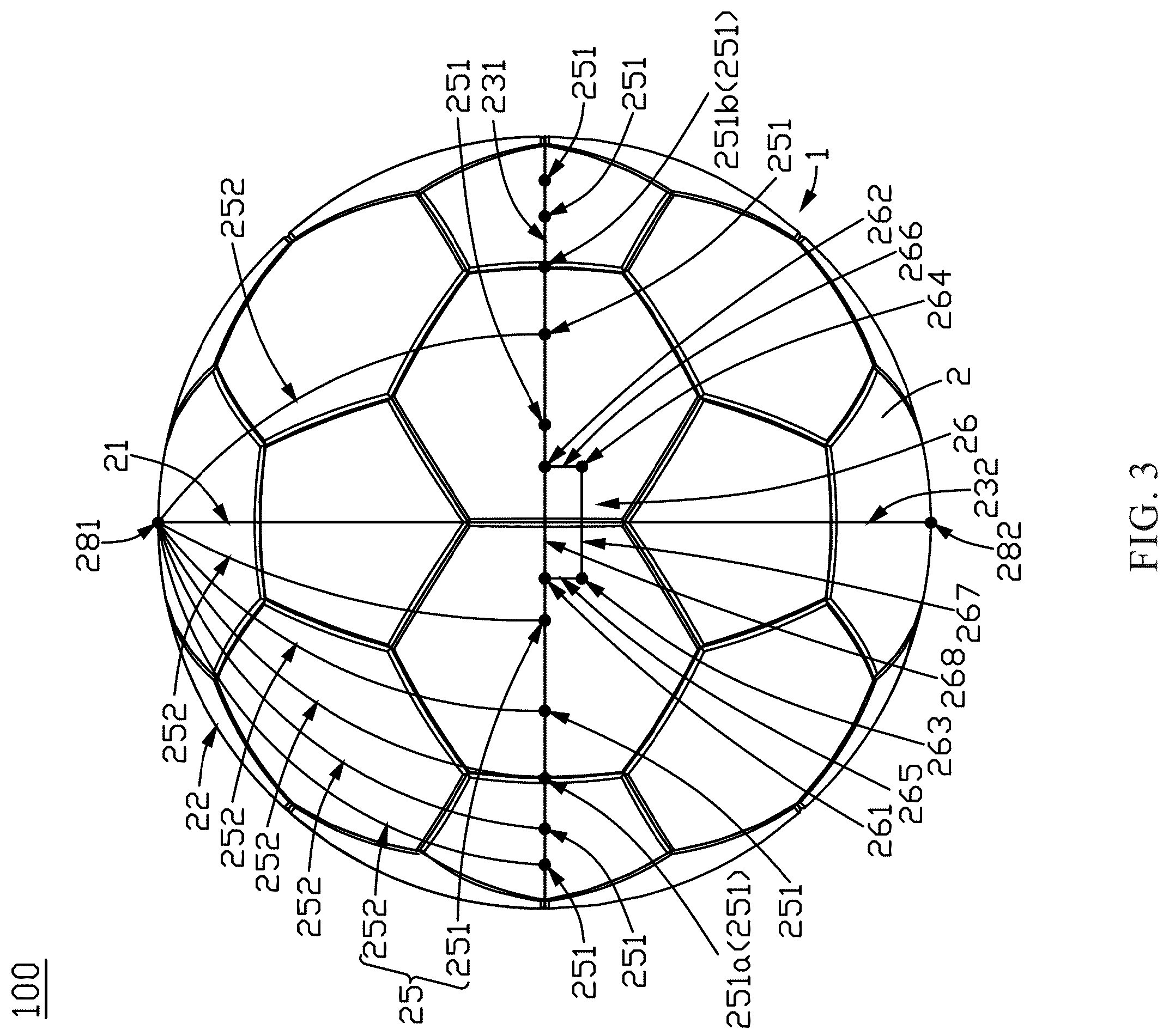 Patent US12350565 Figure 3 – Soccer ball and soccer training assembly