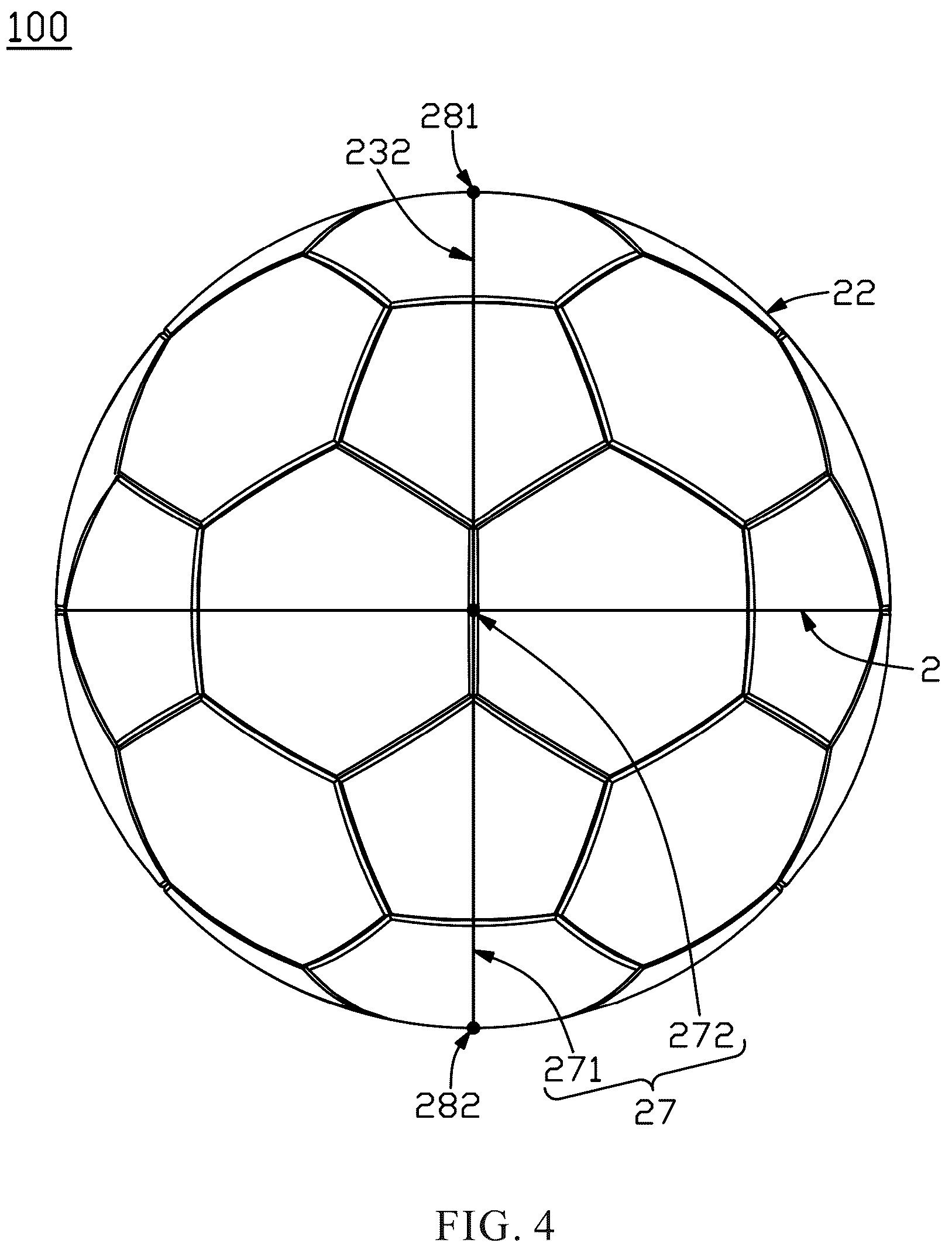 Patent US12350565 Figure 4 – Soccer ball and soccer training assembly