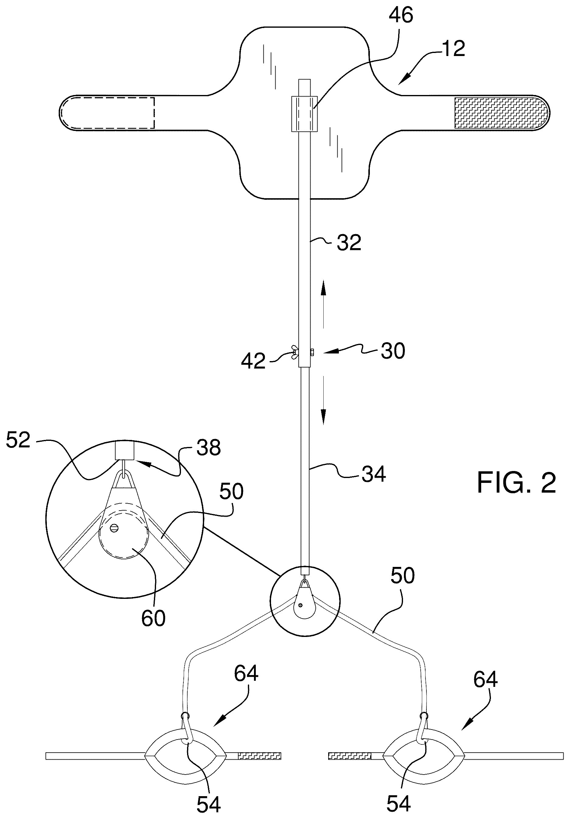 Patent US12350567 Figure 2 – Golf swing back angle training device