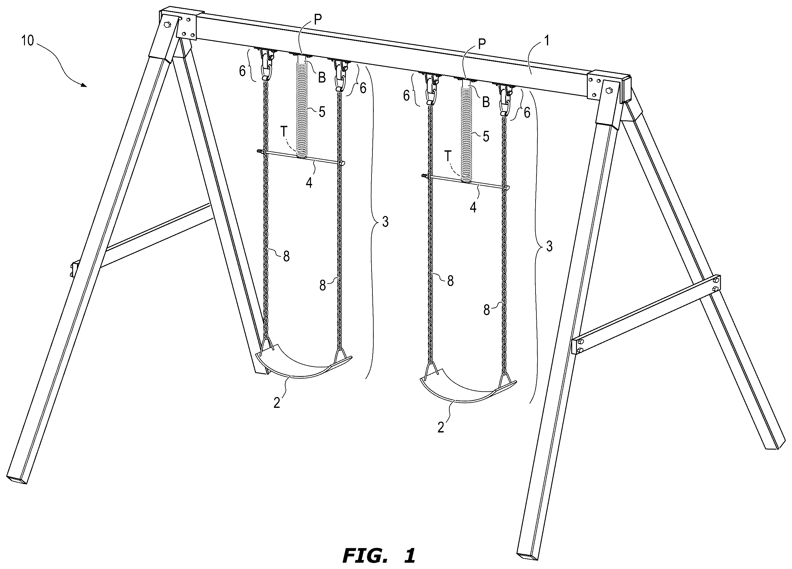 Patent US12350600 Figure 1 – Swing set assistant