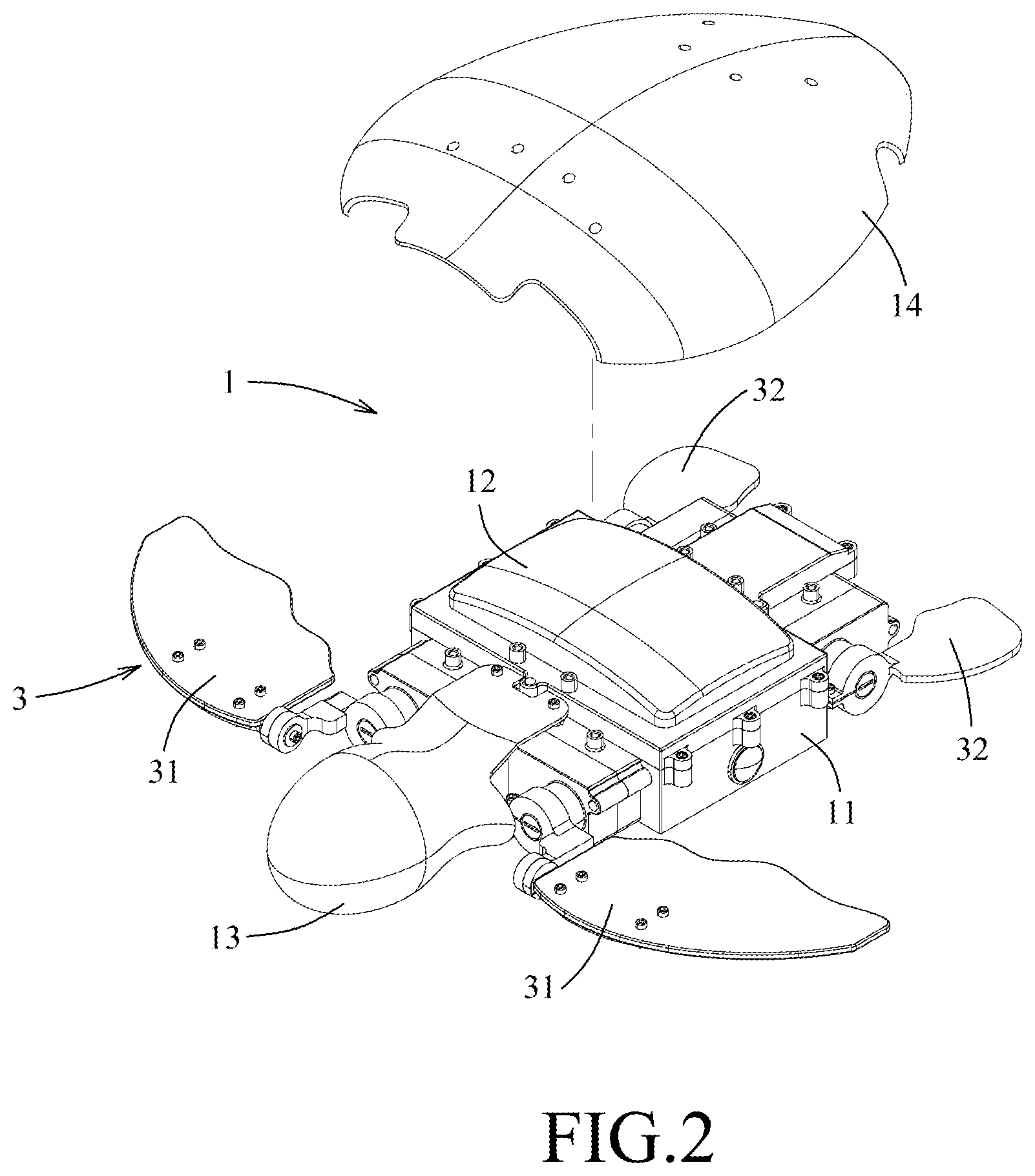 Patent US12350601 Figure 2 – Underwater robotic device