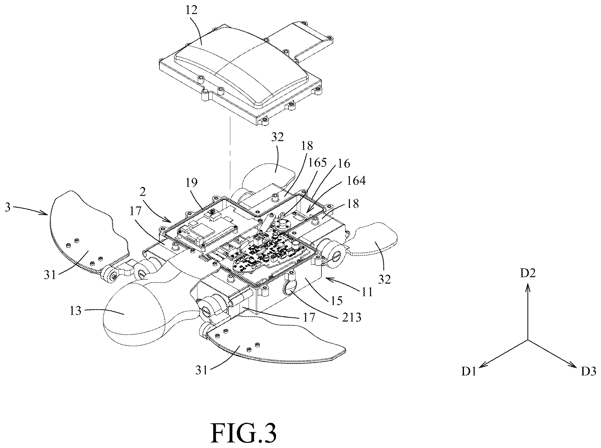 Patent US12350601 Figure 3 – Underwater robotic device