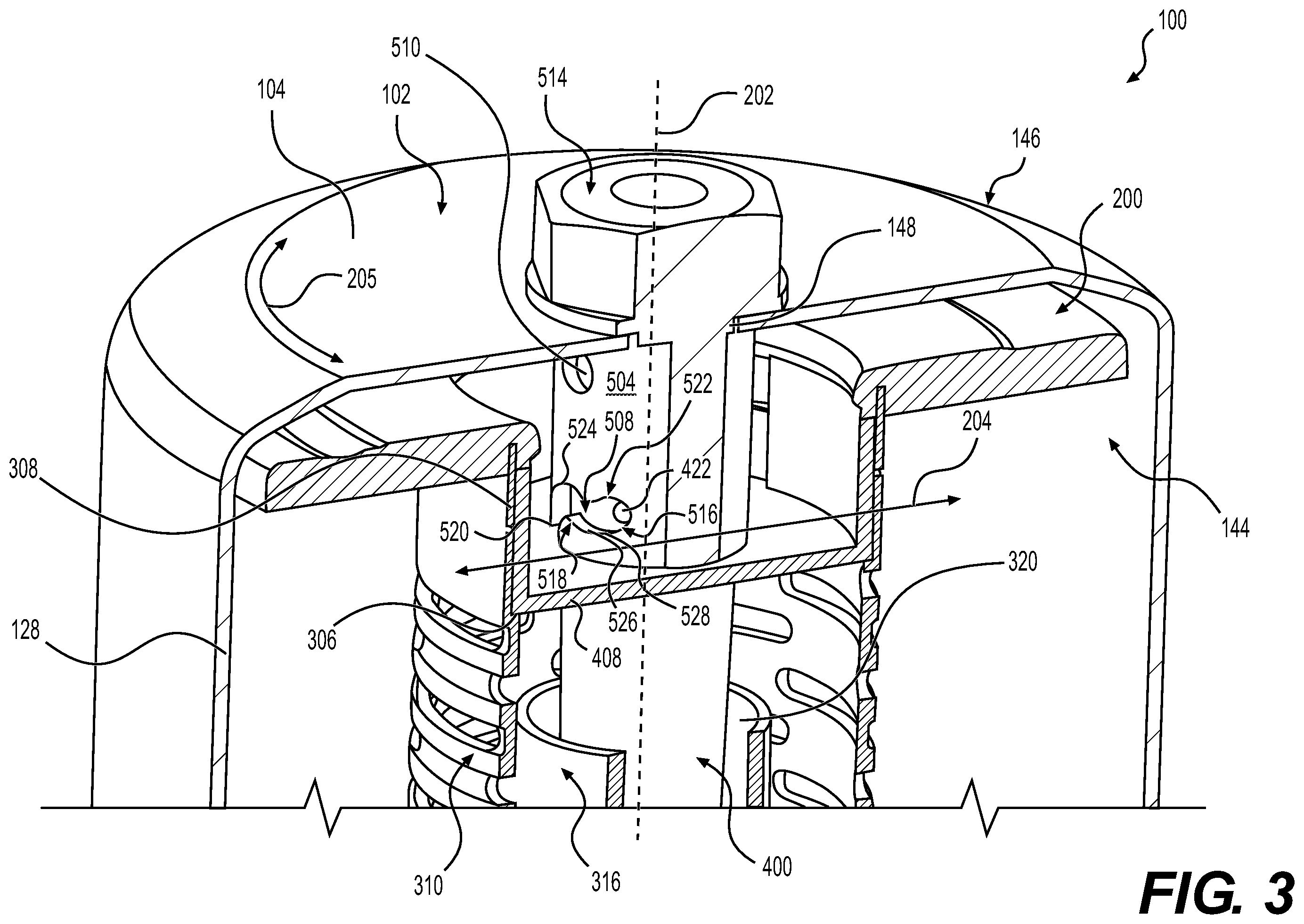 Patent US12350608 Figure 3 – Fuel filter passage for downward fuel flow direction