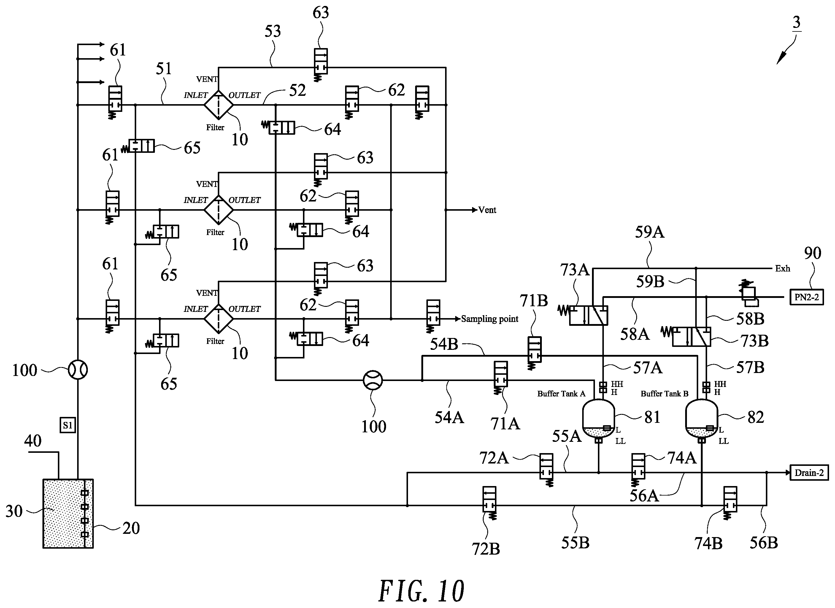 Patent US12350609 Figure 10 – Pre-wet system having pneumatic circulation