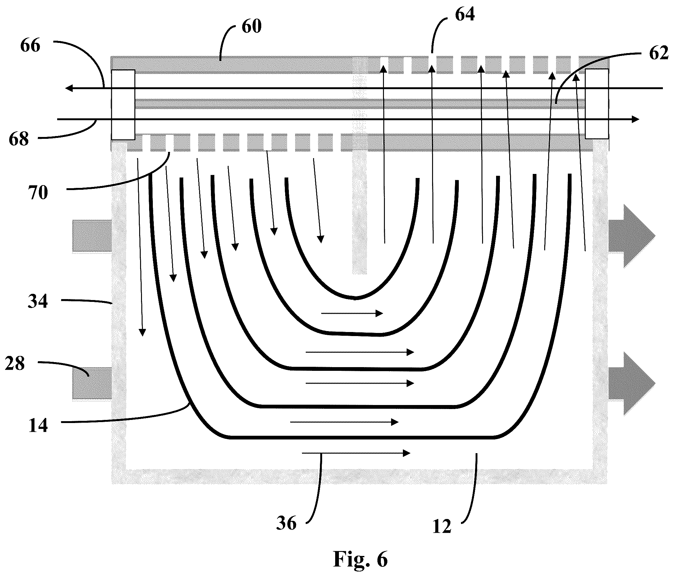 Patent US12350627 Figure 6 – Permeate flow patterns