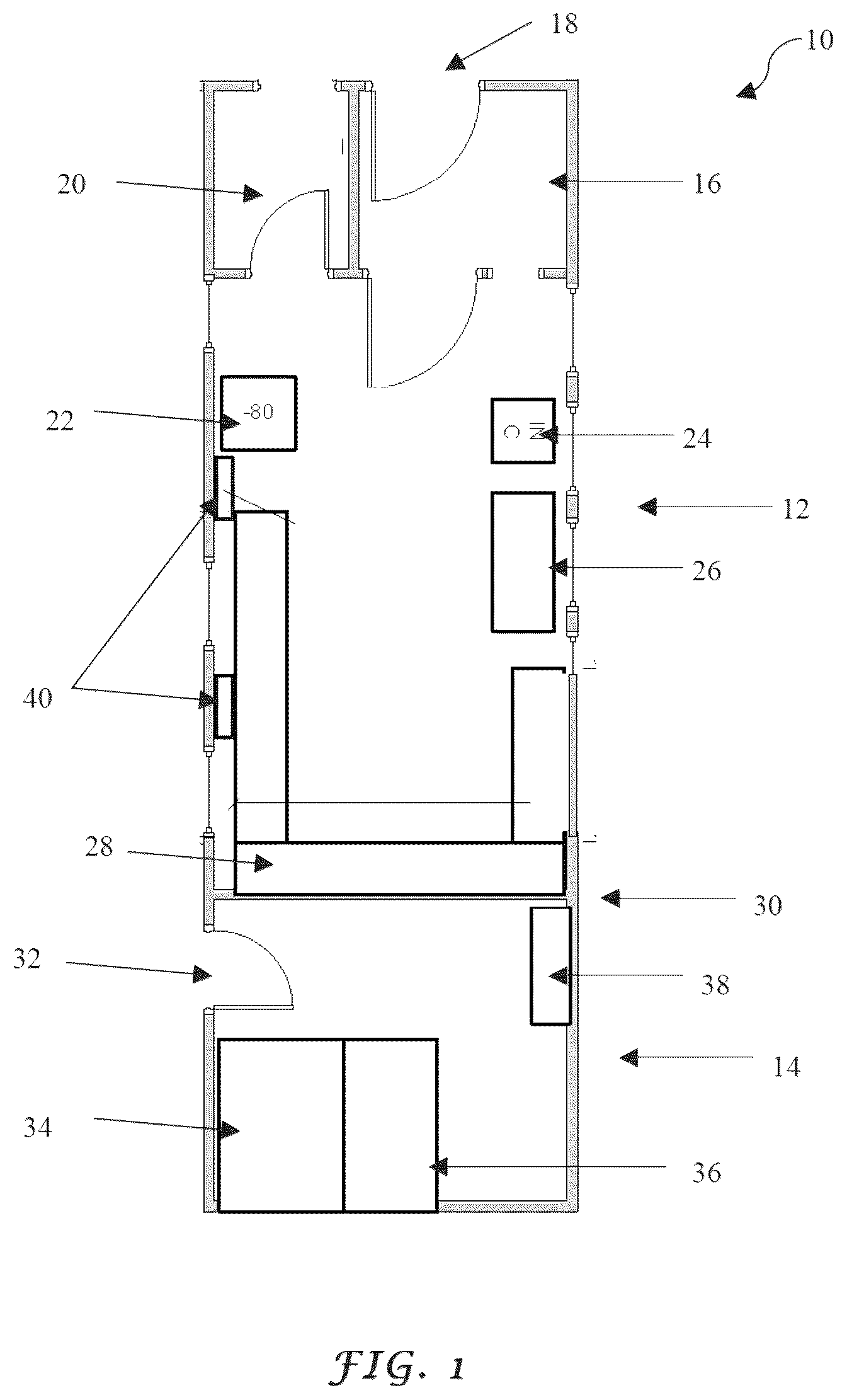 Patent US12350660 — Modular, self-contained, mobile clean room — Figure 1