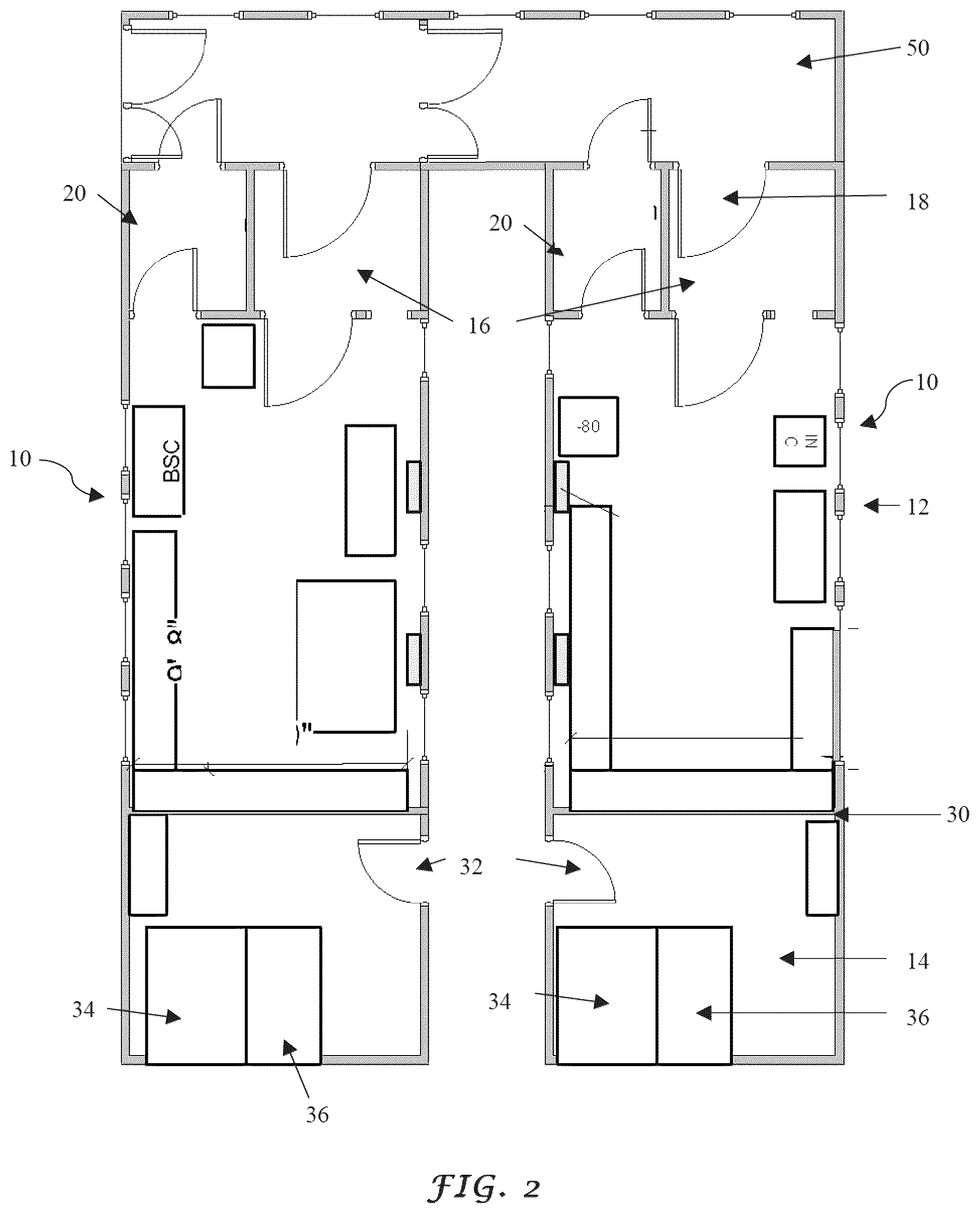 Patent US12350660 Figure 2 – Modular, self-contained, mobile clean room