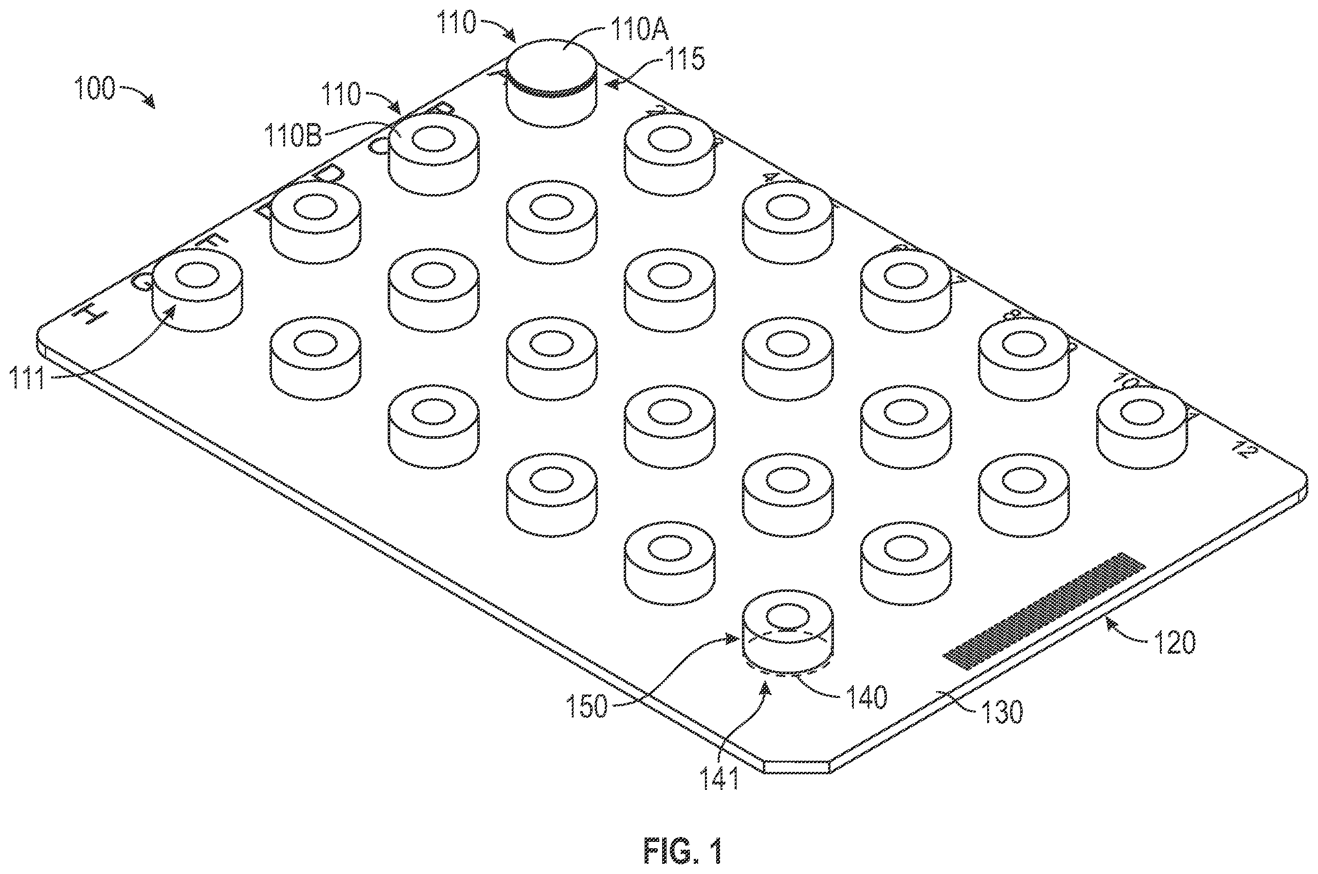 Patent US12350678 Figure 1 – Reagent storage devices and methods for same