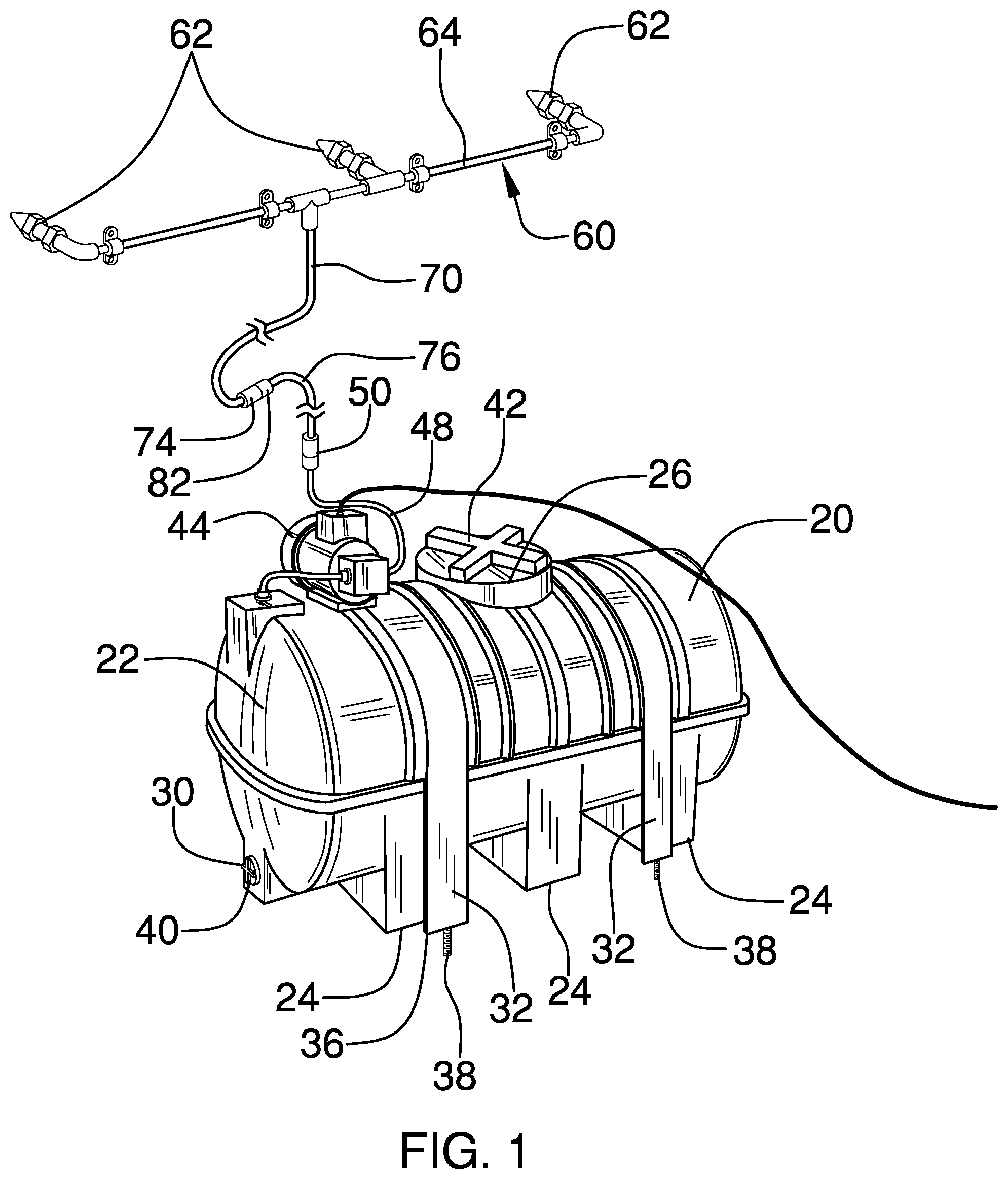 Patent US12350693 Figure 1 – Nozzle and tank assembly