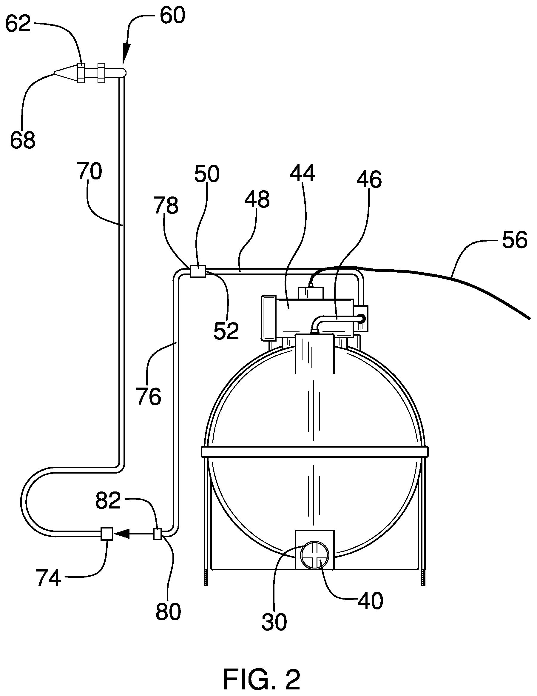 Patent US12350693 Figure 2 – Nozzle and tank assembly