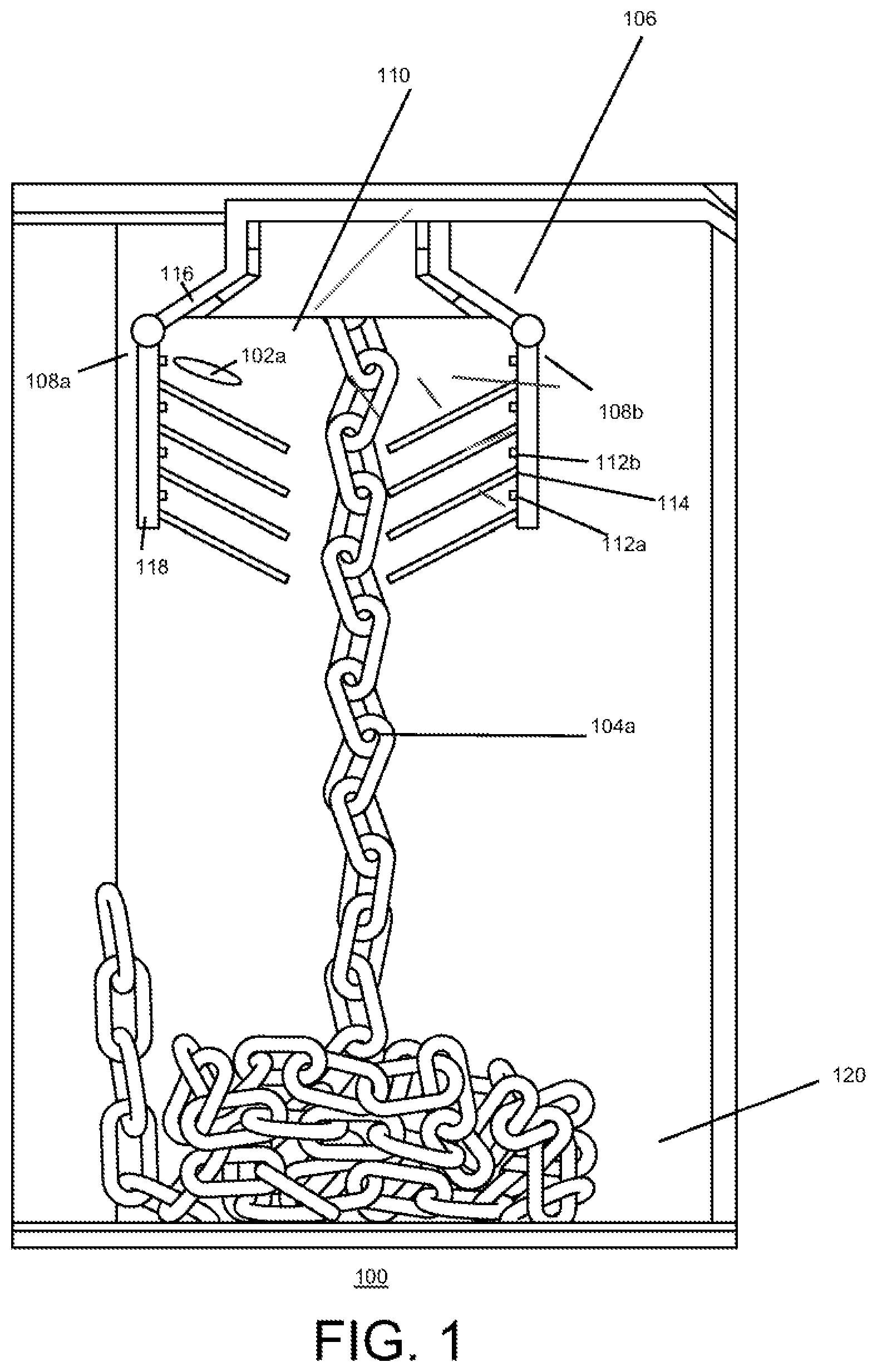 Patent US12350694 Figure 1 – System for applying a fluid to a chain or cable