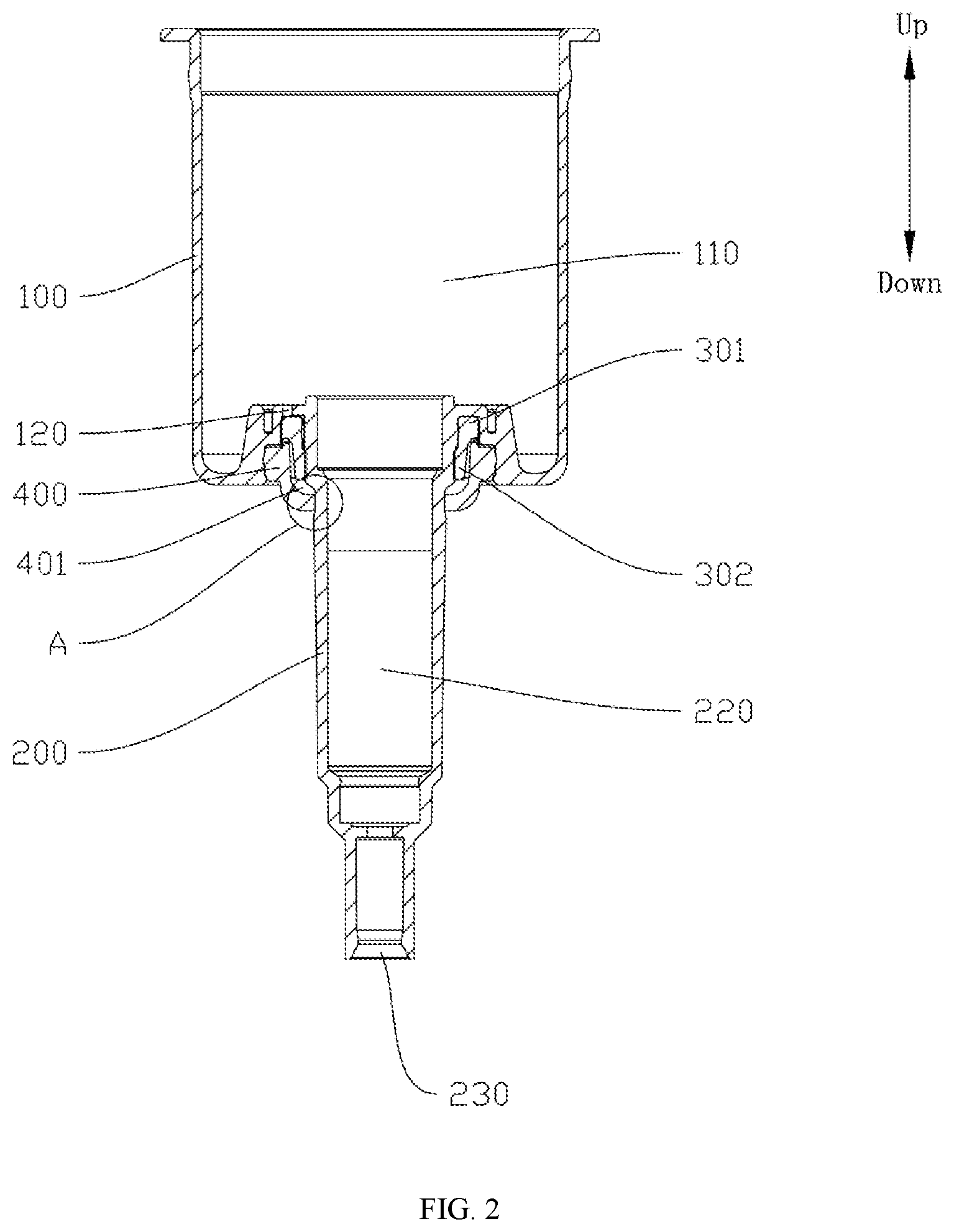Patent US12350699 Figure 2 – Pump body structure and foam pump