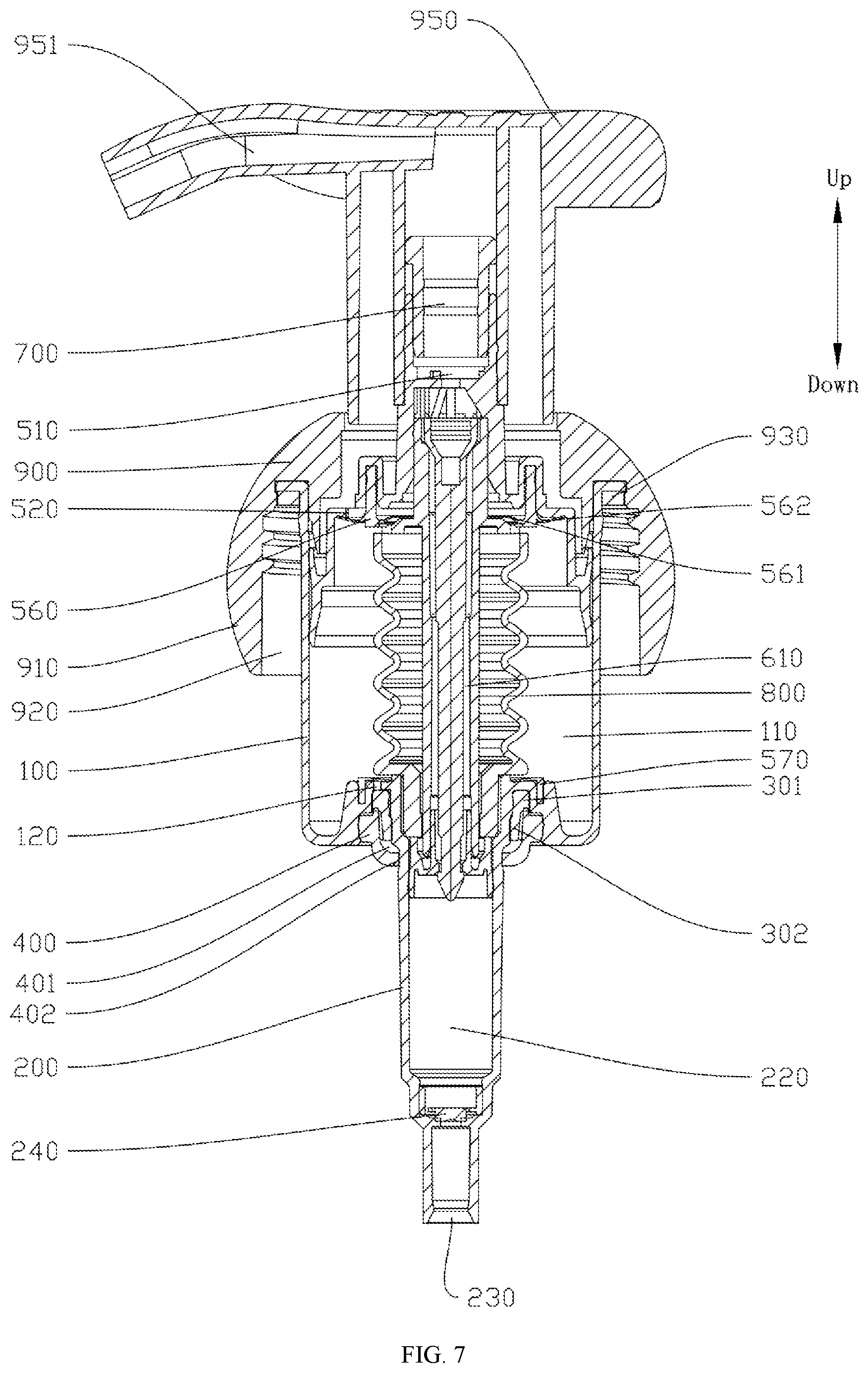 Patent US12350699 Figure 6 – Pump body structure and foam pump