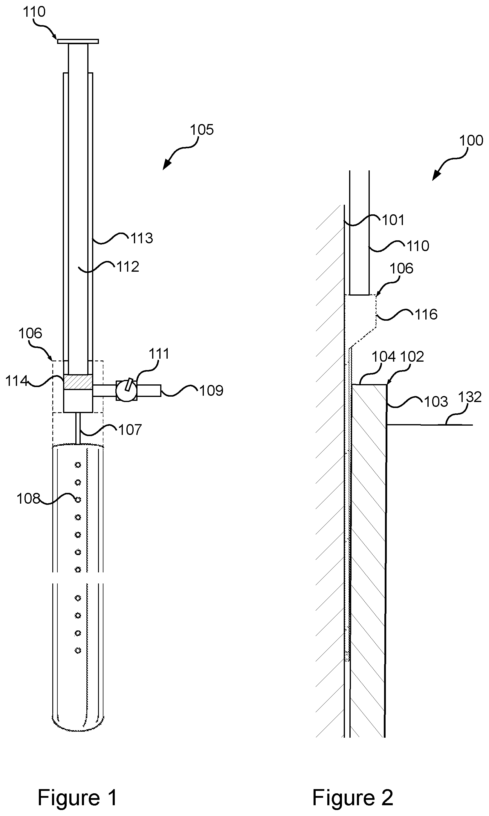 Patent US12350707 Figure 1 – Purgeable injection apparatus for spill-free replenishment of embedded foundation preservation wraps