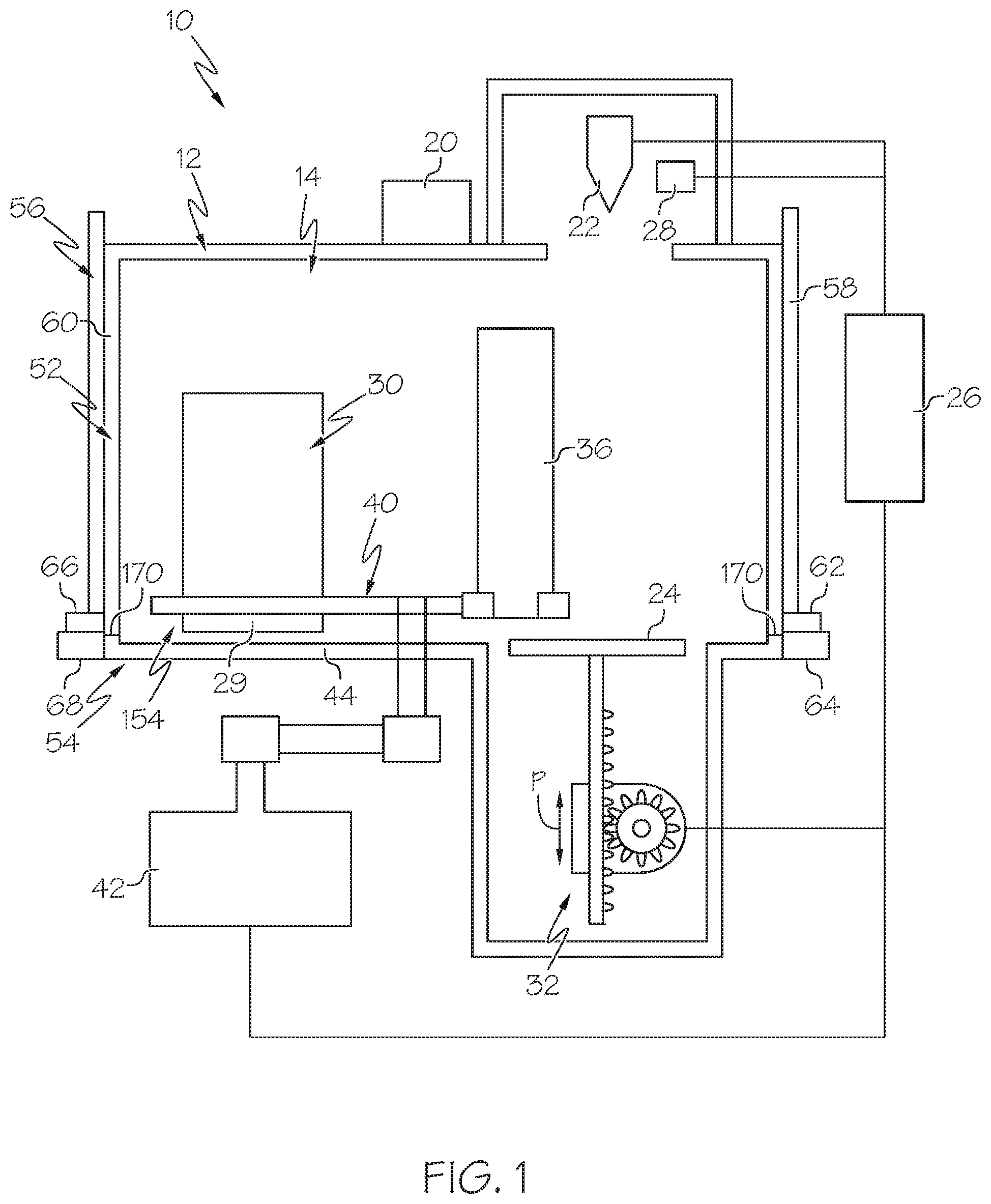 Patent US12350739 Figure 1 – Additive manufacturing apparatuses with separable process chamber housing portions and methods of use