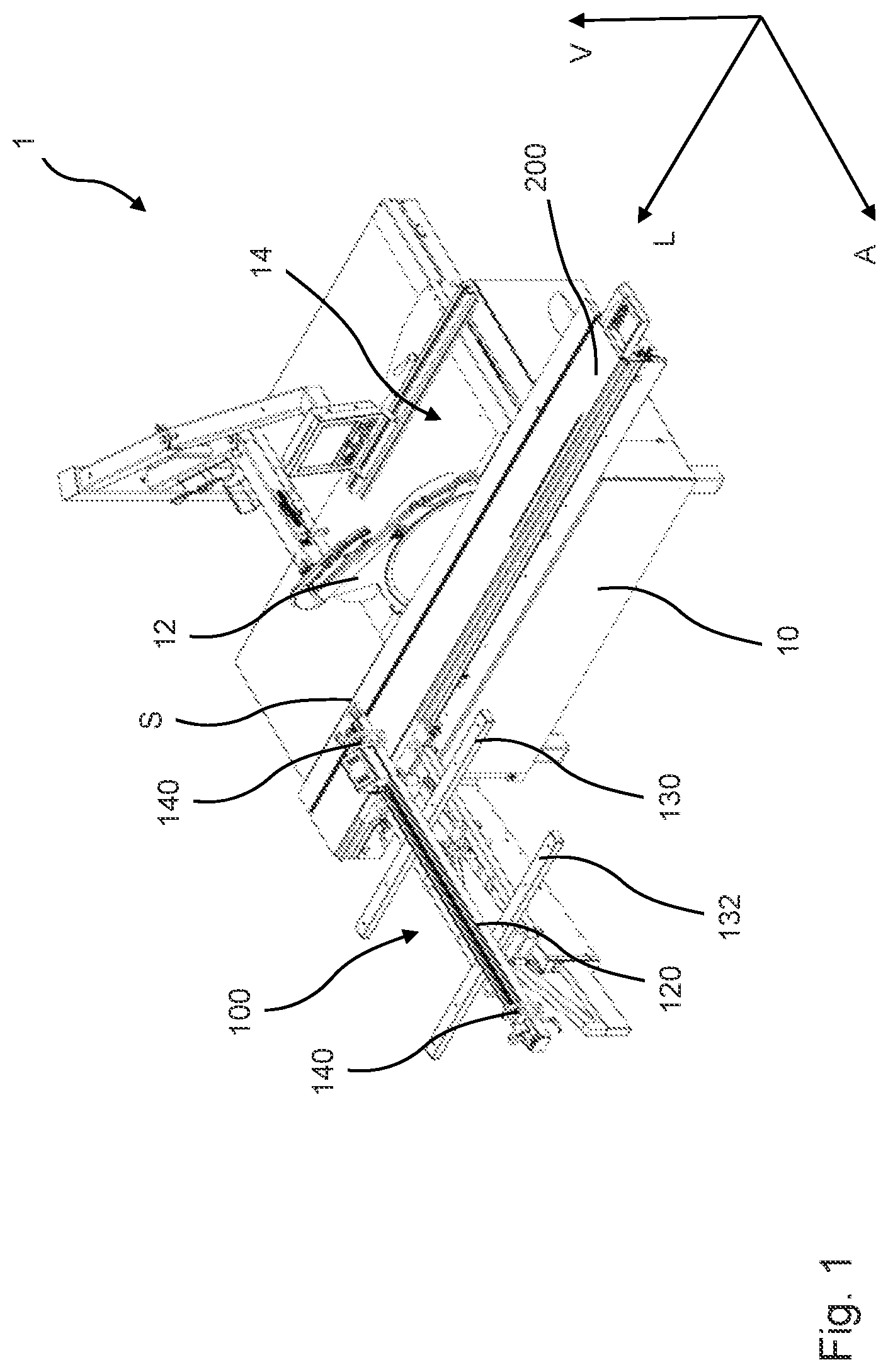 Patent US12350746 Figure 1 – Transversal table for a woodworking machine and woodworking machine having such a transversal table, and method for controlling a woodworking machine