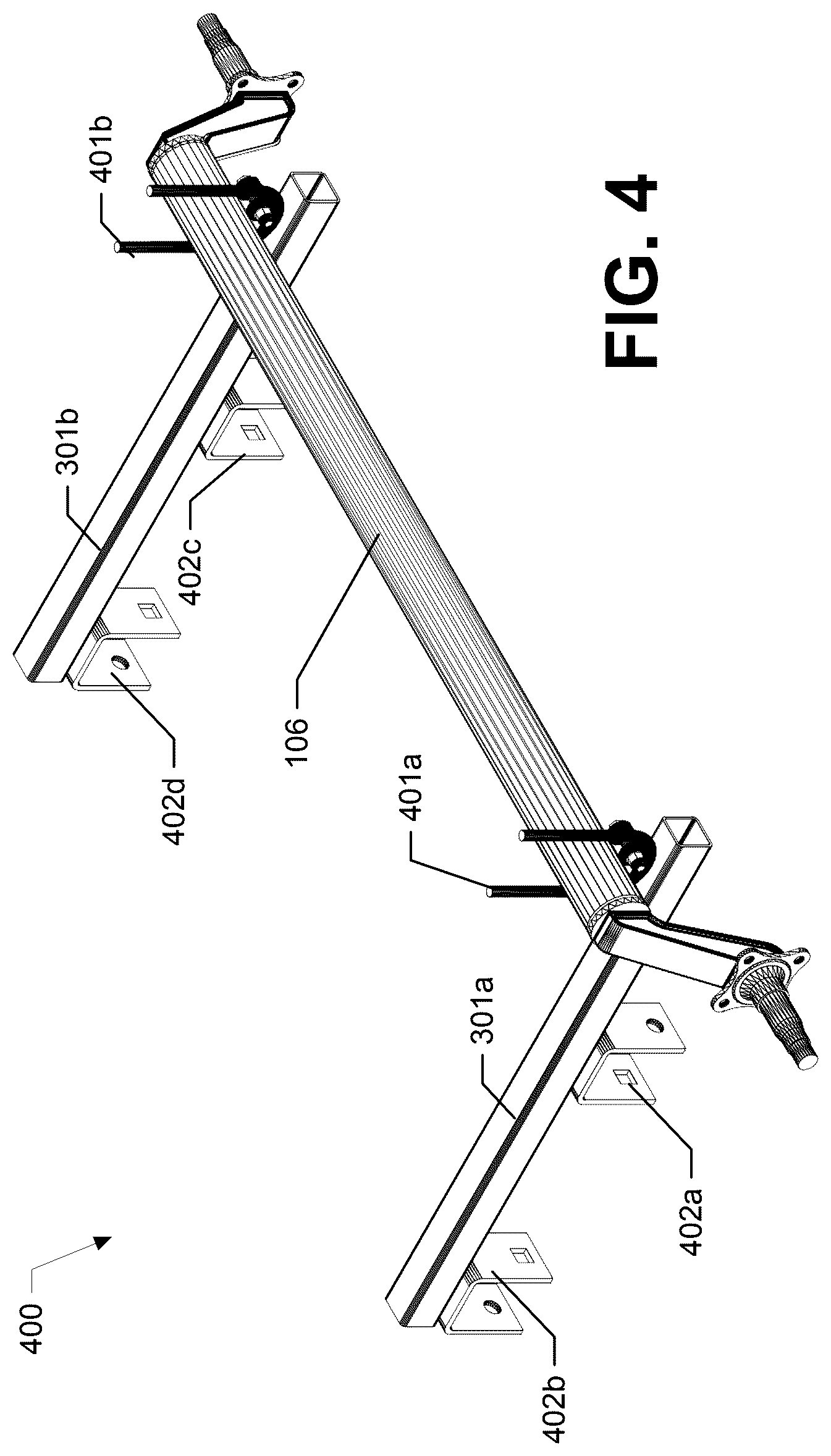 Patent US12350761 Figure 4 – On-site trailer axle manufacturing jig