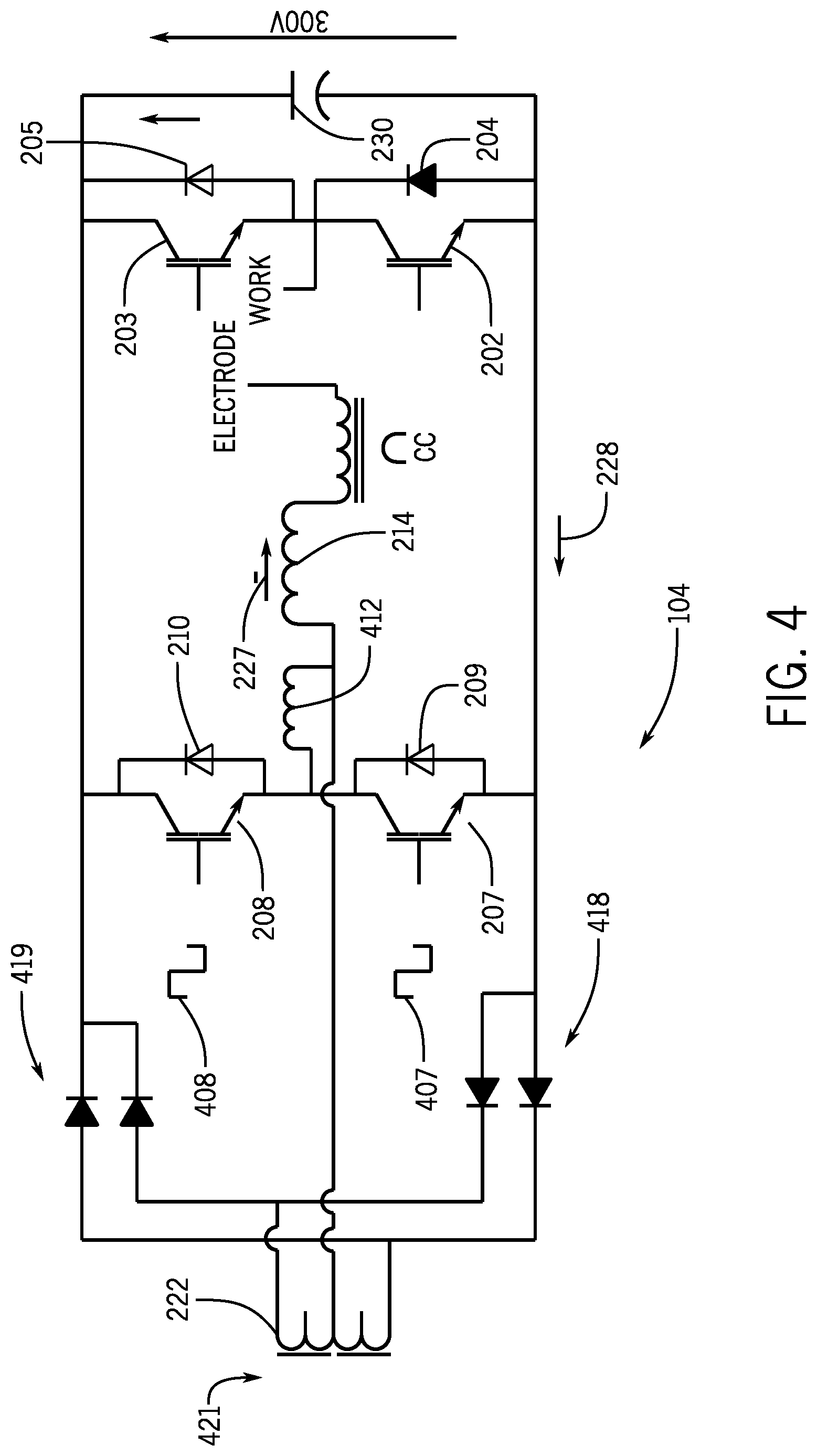 Patent US12350767 Figure 4 – Welding power supply with half bridge