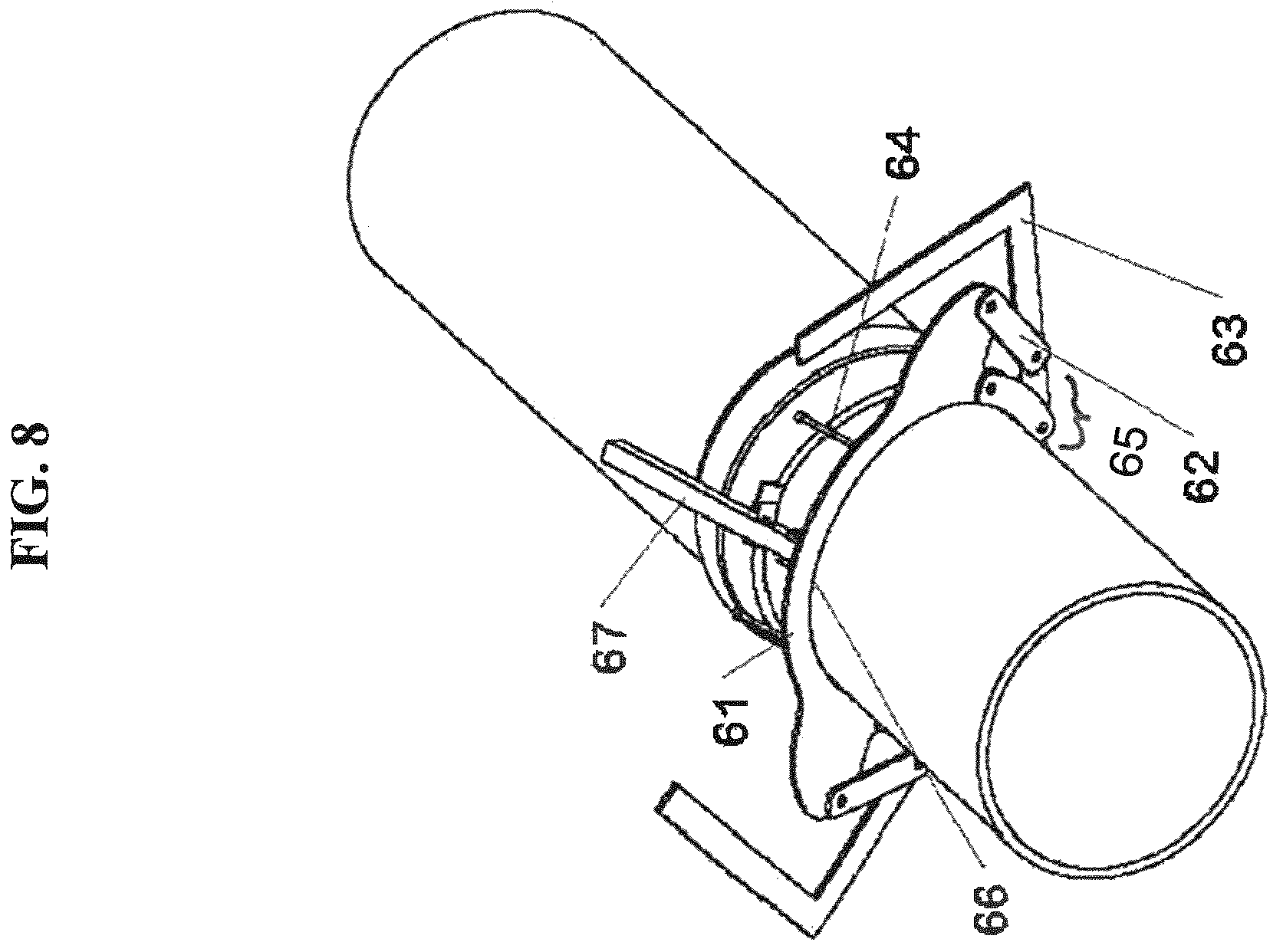 Patent US12350771 Figure 8 – Fixtures for pipe installation, sealing and security