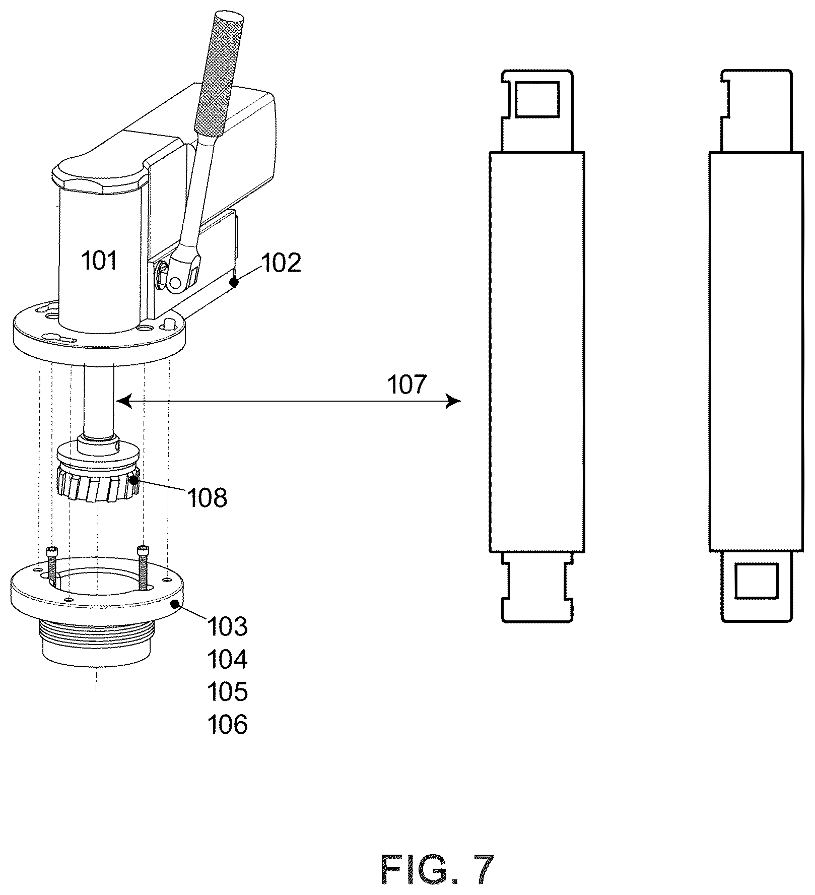 Patent US12350772 Figure 7 – Apparatus and method for extracting a seized yaw piston from a wind turbine housing