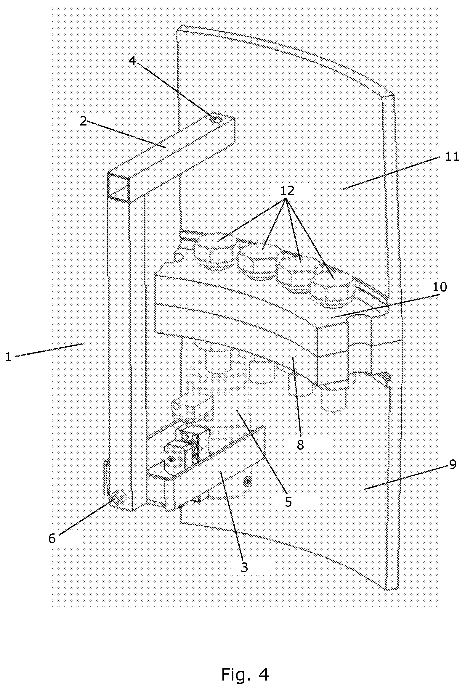 Patent US12350773 Figure 4 – Tool assembly for tensioning tower bolts of a wind turbine tower