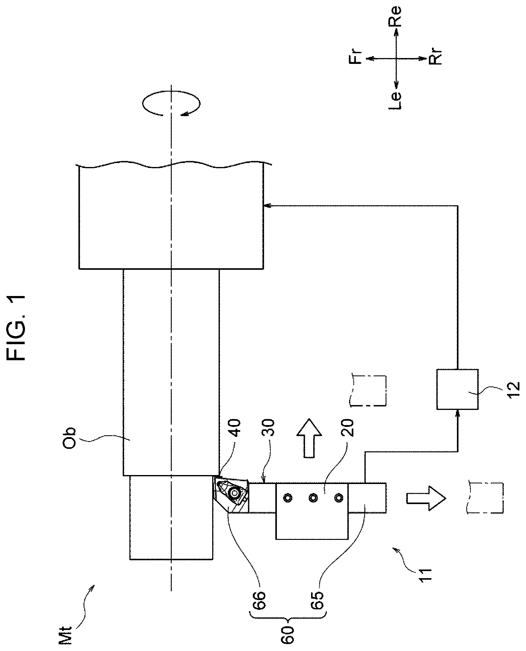 Patent US12350778 — Cutting tool, cutting structure, data collection system, and cutting tool holder — Figure 1