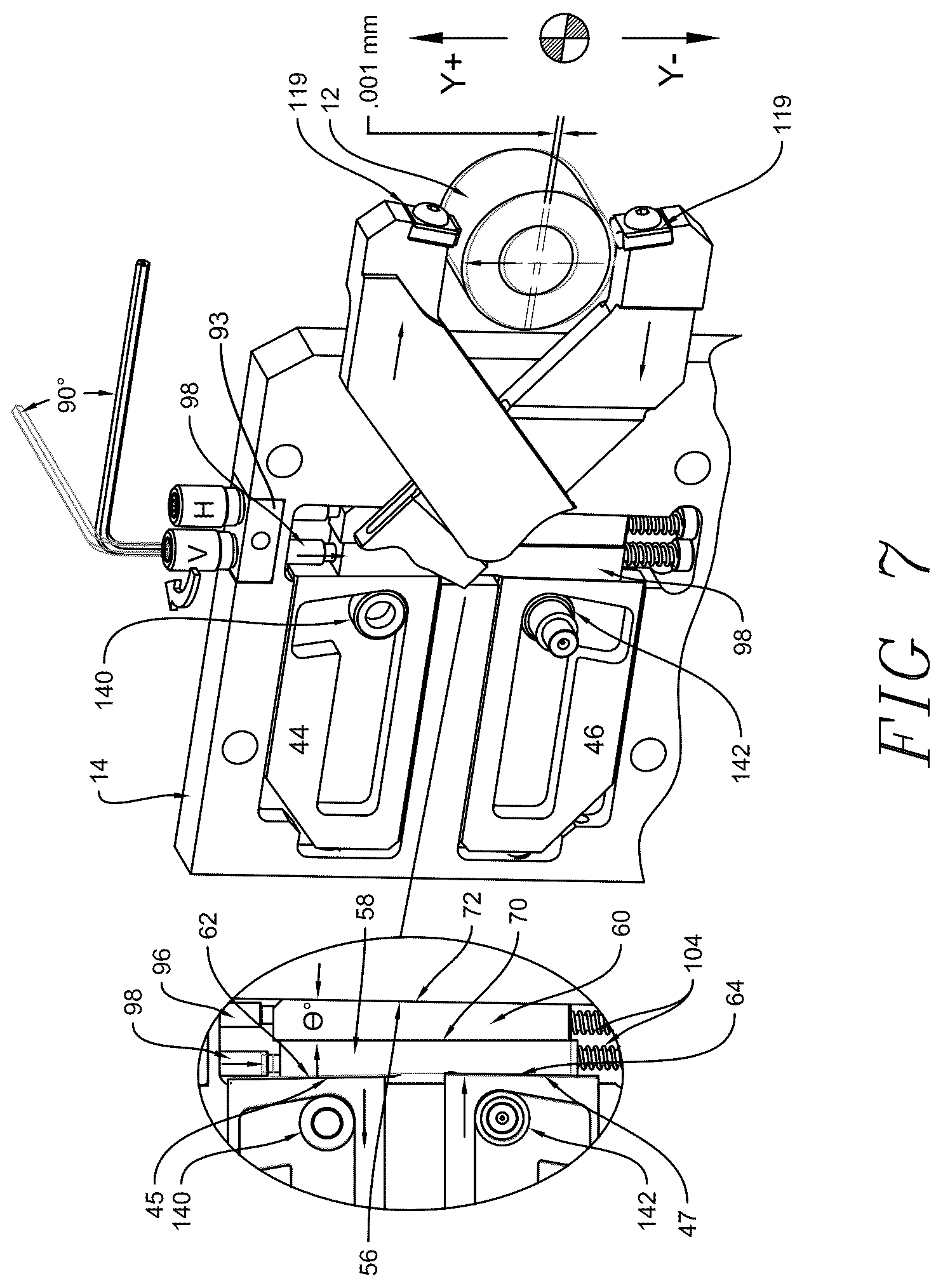 Patent US12350785 Figure 7 – Steady rest with predictable micron-sized adjustment