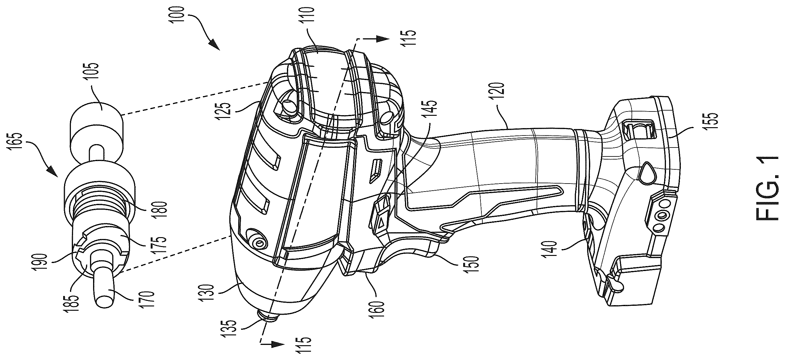Patent US12350795 Figure 1 – Power tool component position sensing