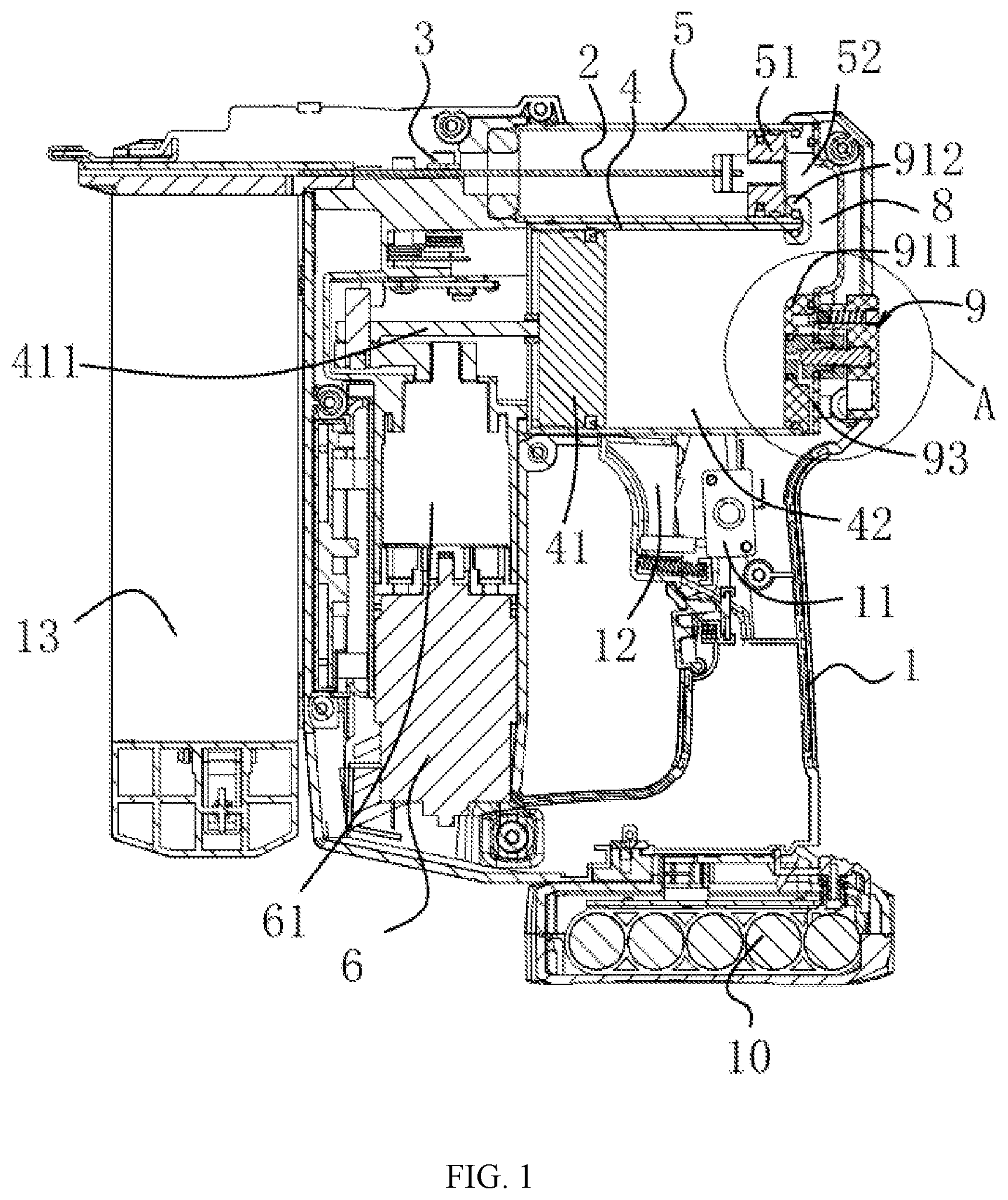 Patent US12350797 Figure 1 – Pneumatic nailing gun with adjustable nailing force