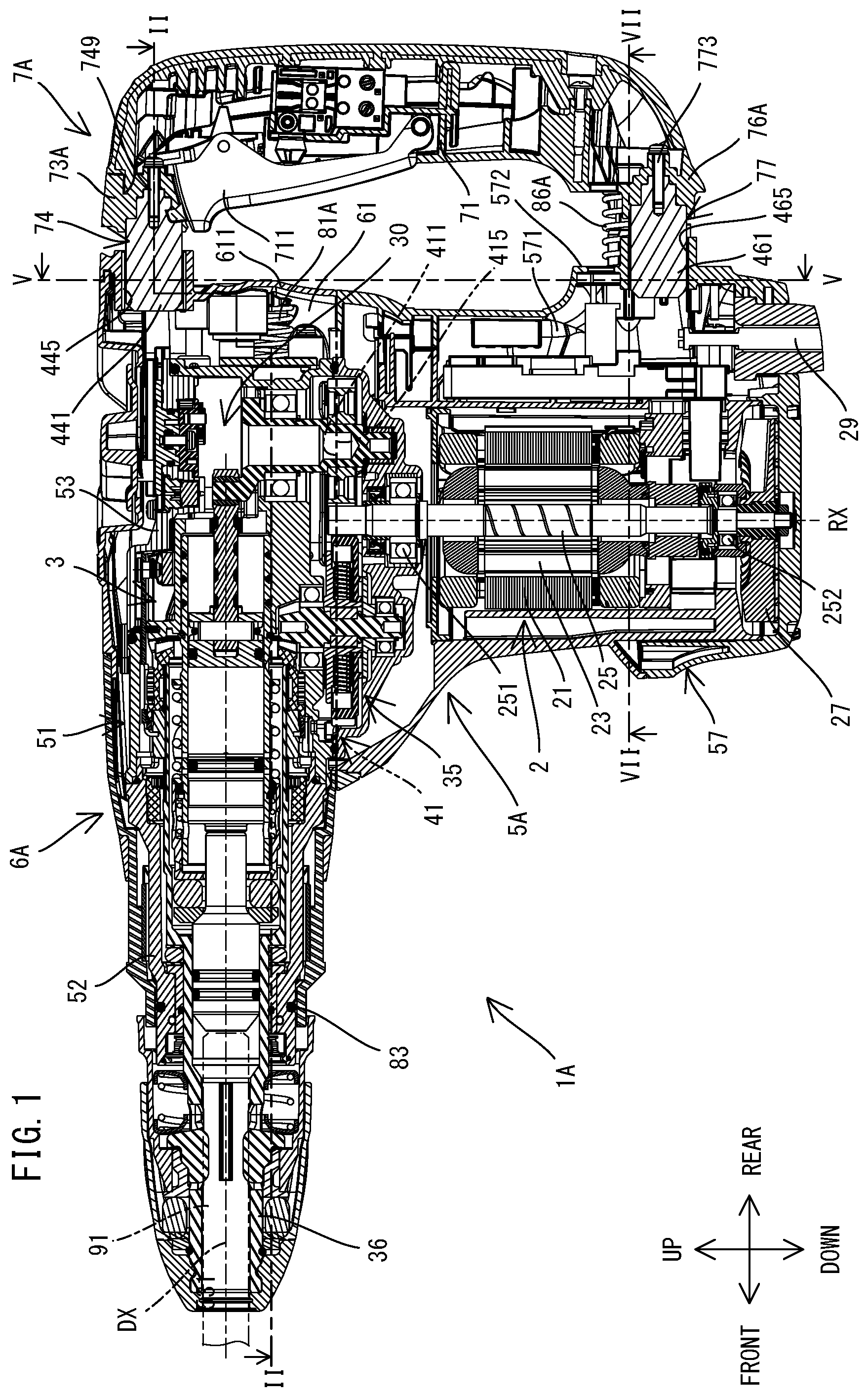 Patent US12350804 Figure 1 – Power tool having a hammer mechanism