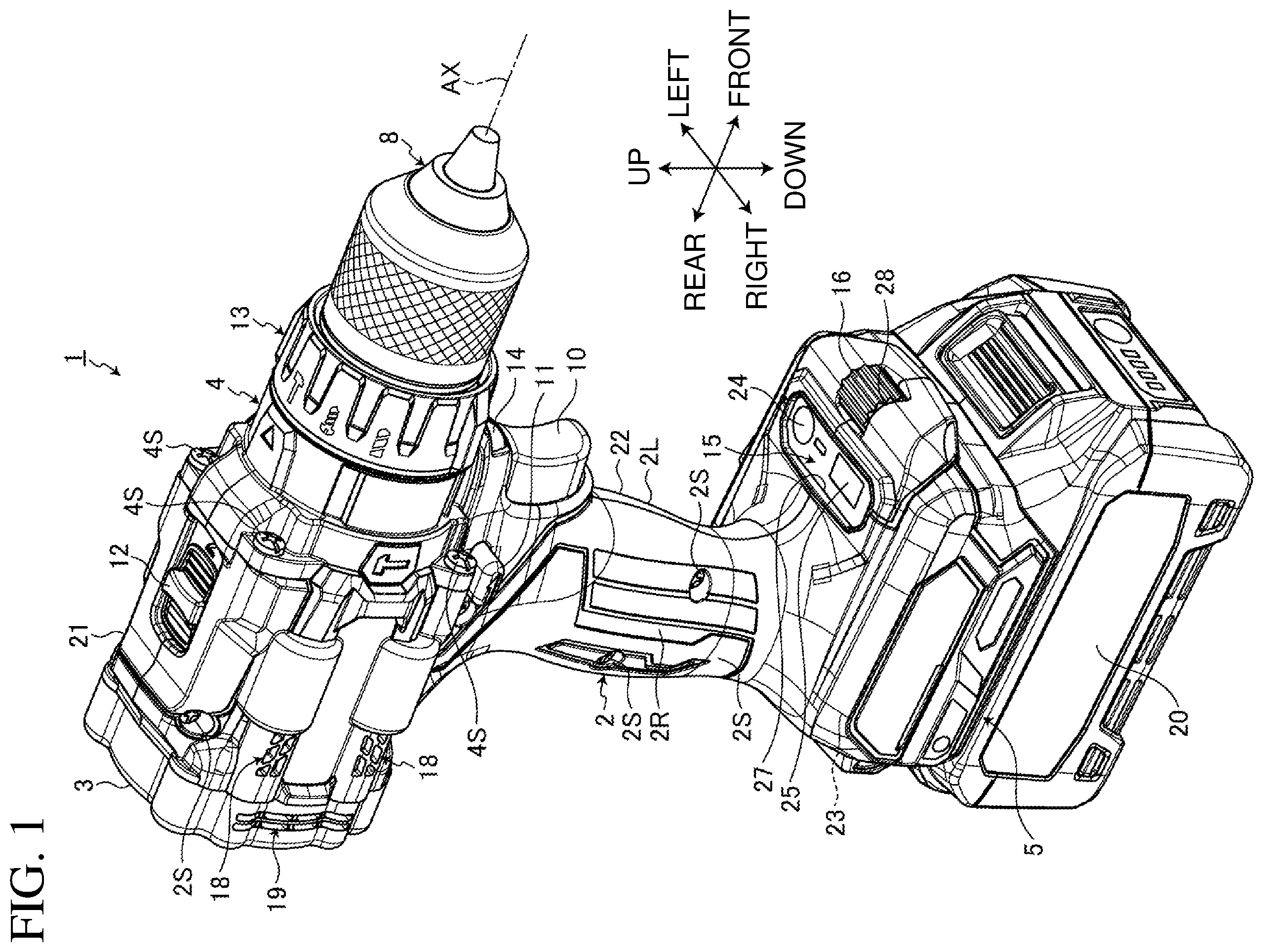 Patent US12350809 Figure 1 – Electric work machine