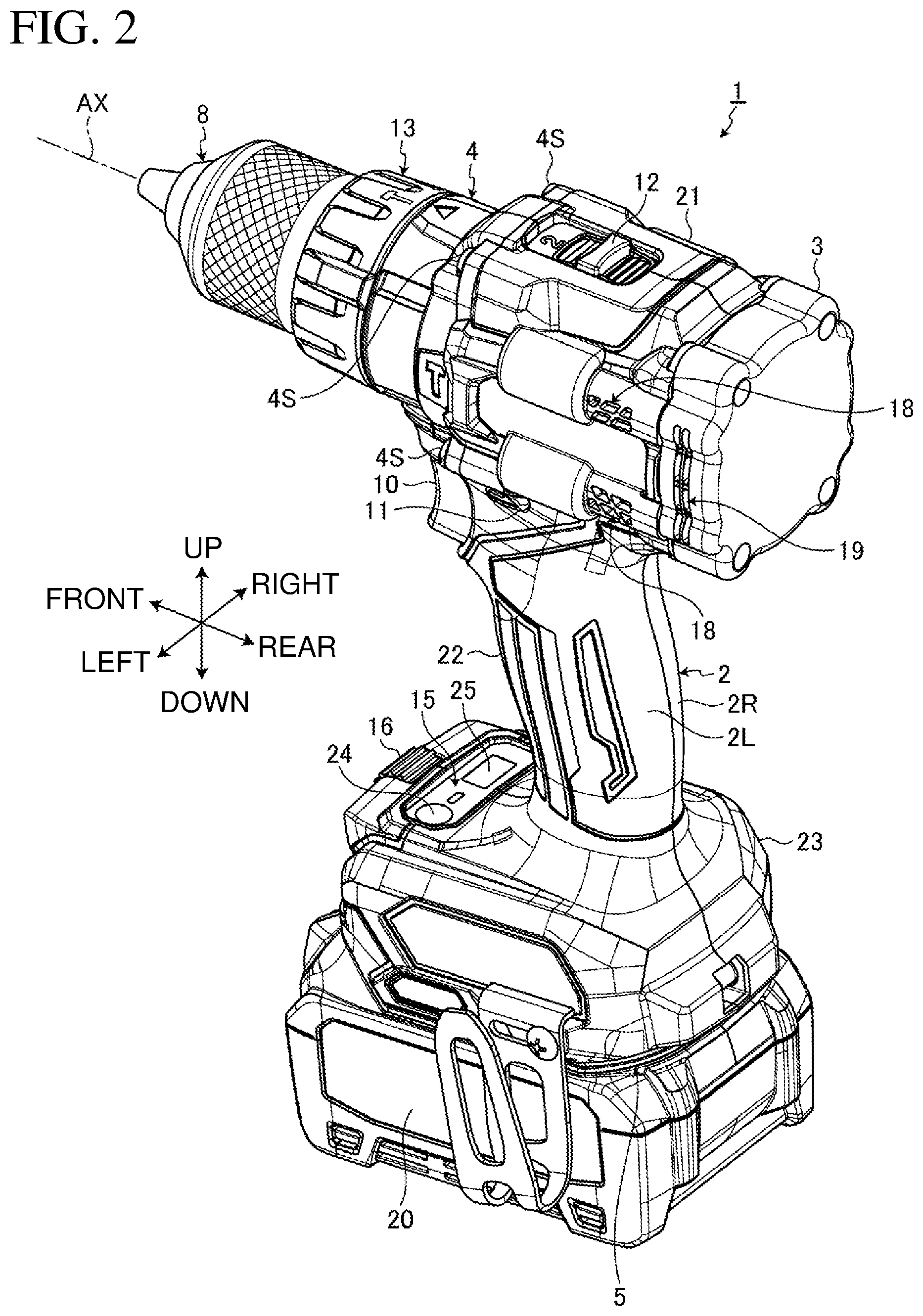 Patent US12350809 Figure 2 – Electric work machine