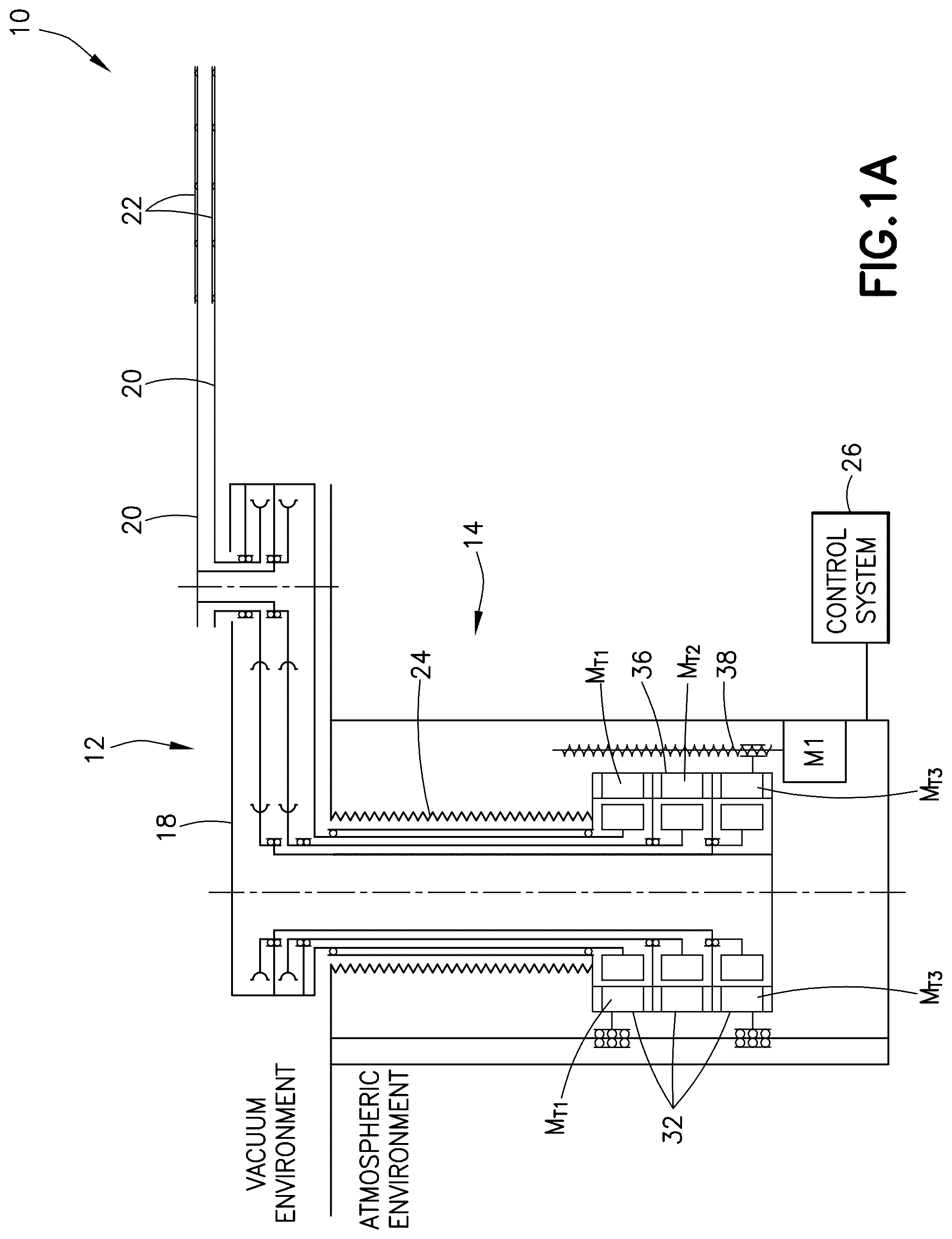 Patent US12350821 Figure 1 – Vacuum-environment robot with distributed actuators