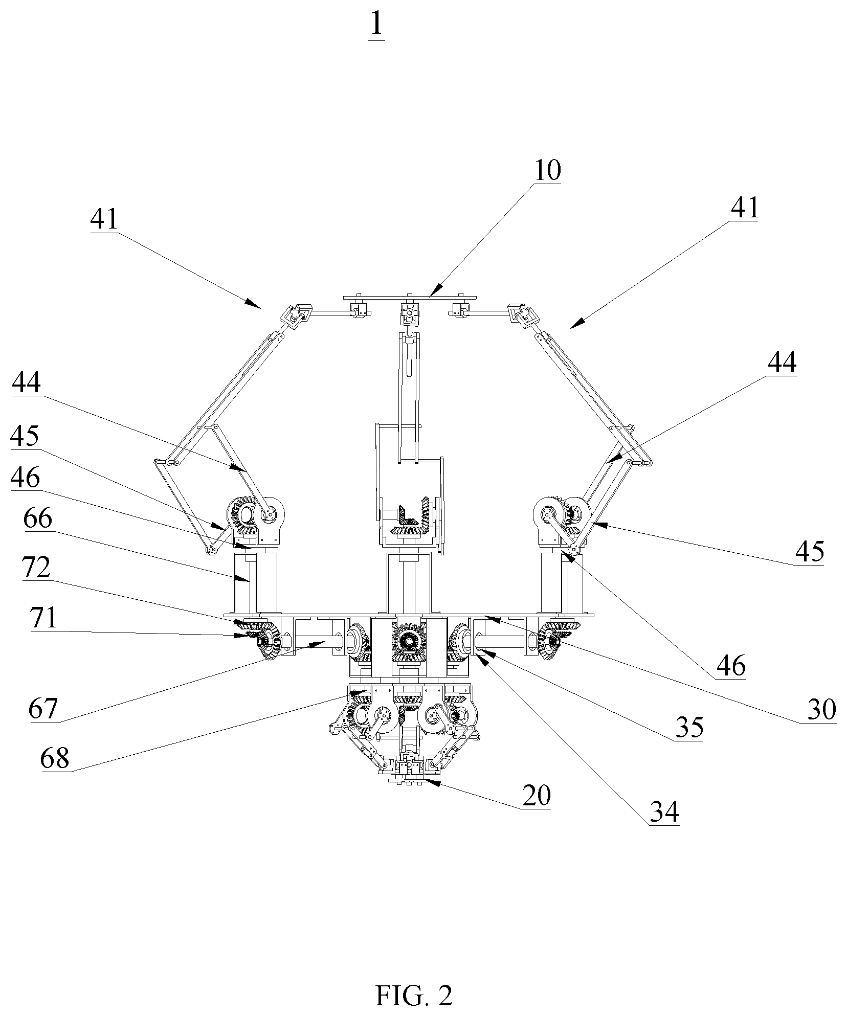 Patent US12350823 Figure 2 – Transmission device with multiple degrees of freedom and robot