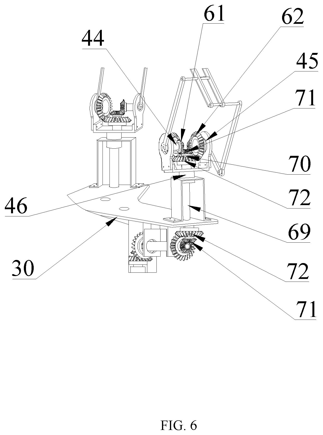 Patent US12350823 Figure 6 – Transmission device with multiple degrees of freedom and robot