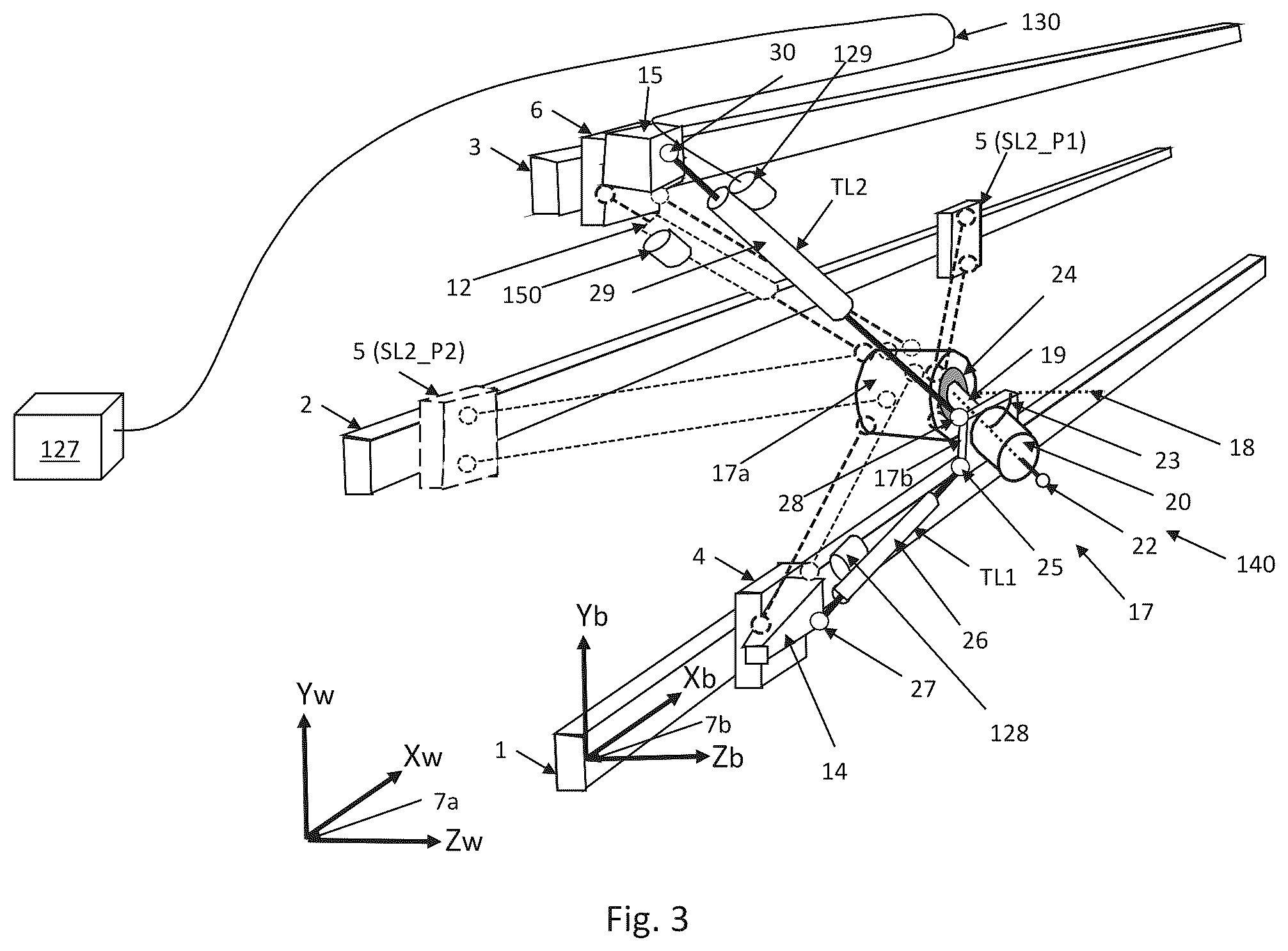 Patent US12350824 Figure 2 – Parallel-kinematic machine with versatile tool orientation