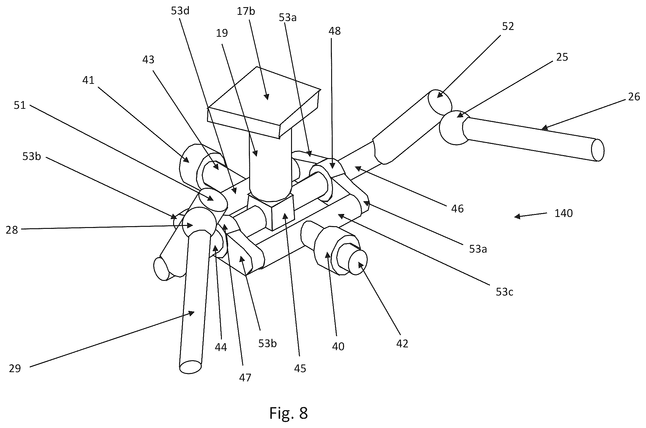 Patent US12350824 Figure 11 – Parallel-kinematic machine with versatile tool orientation