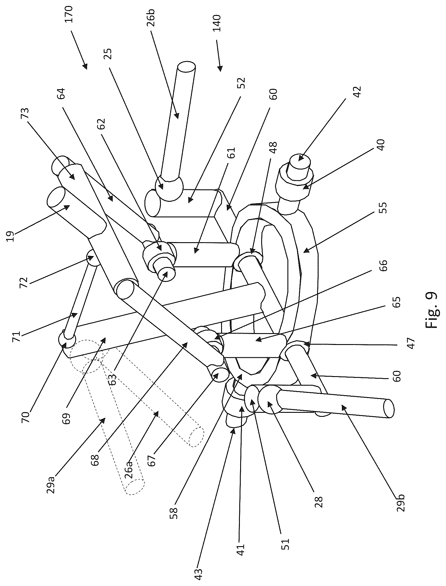 Patent US12350824 Figure 12 – Parallel-kinematic machine with versatile tool orientation