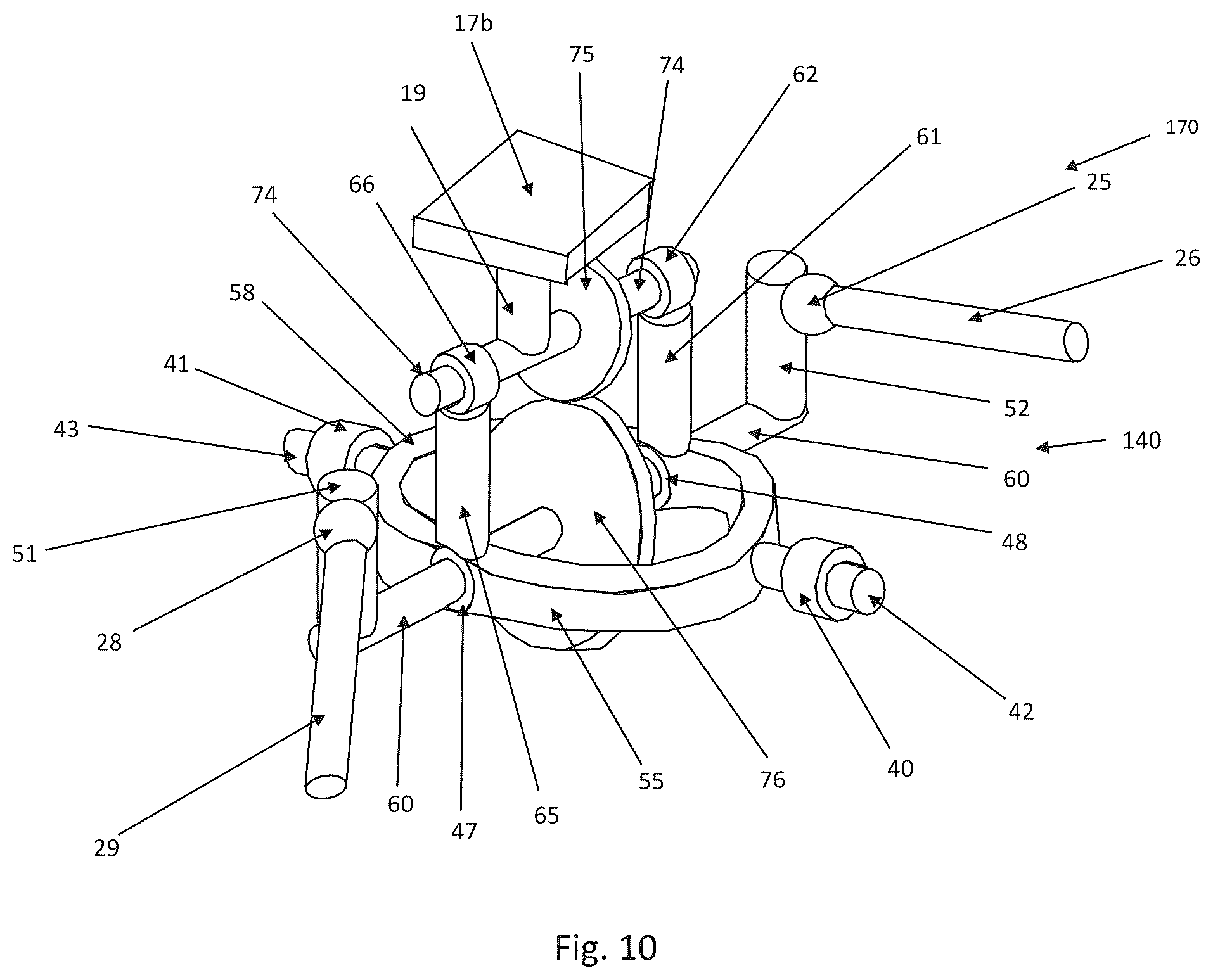 Patent US12350824 Figure 13 – Parallel-kinematic machine with versatile tool orientation