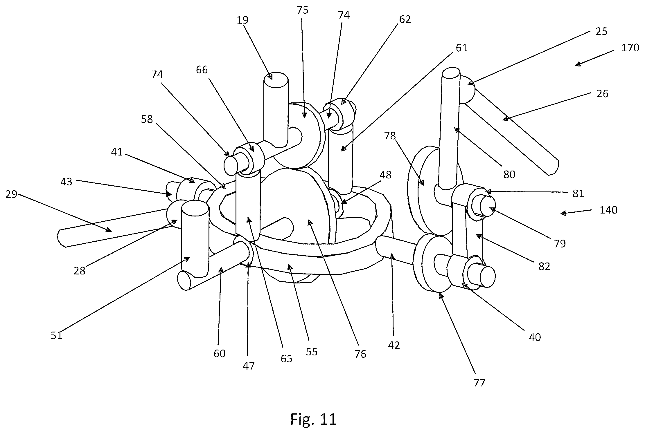 Patent US12350824 Figure 14 – Parallel-kinematic machine with versatile tool orientation