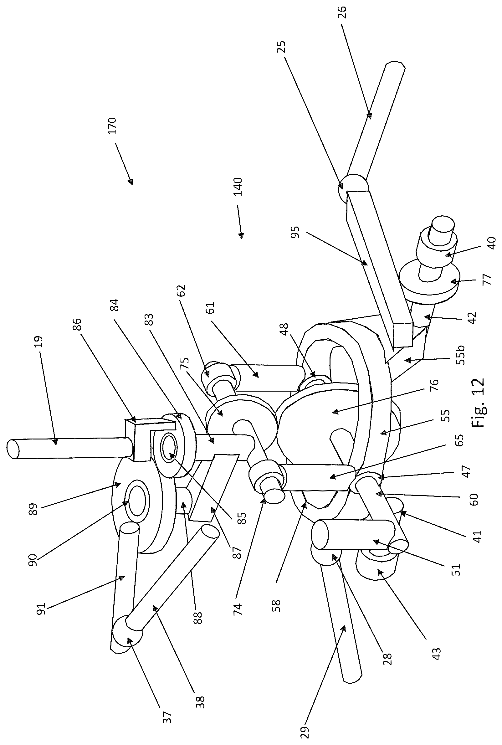 Patent US12350824 Figure 15 – Parallel-kinematic machine with versatile tool orientation