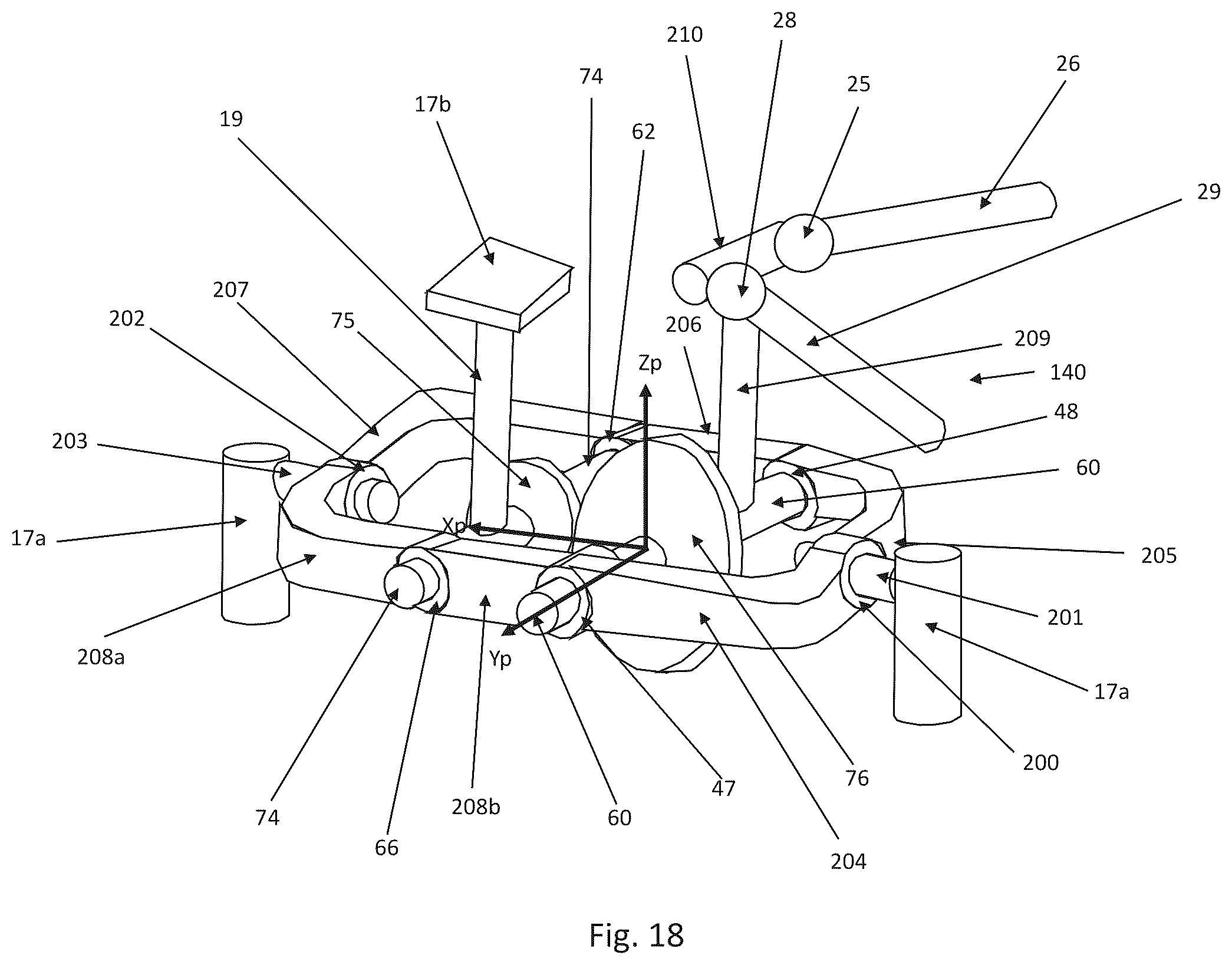 Patent US12350824 Figure 20 – Parallel-kinematic machine with versatile tool orientation