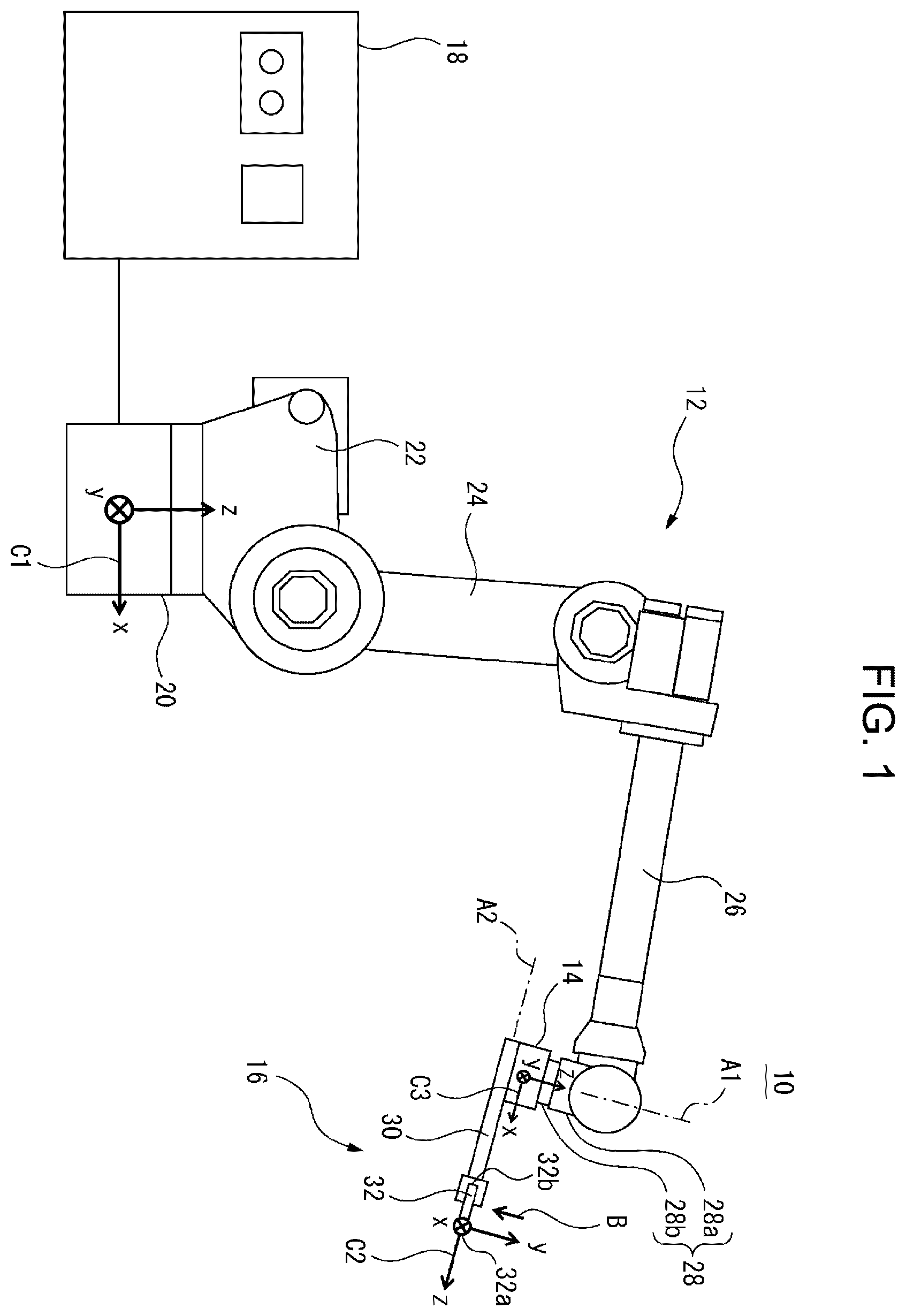Patent US12350839 Figure 1 – Robot system, method, and computer program for performing scraping process