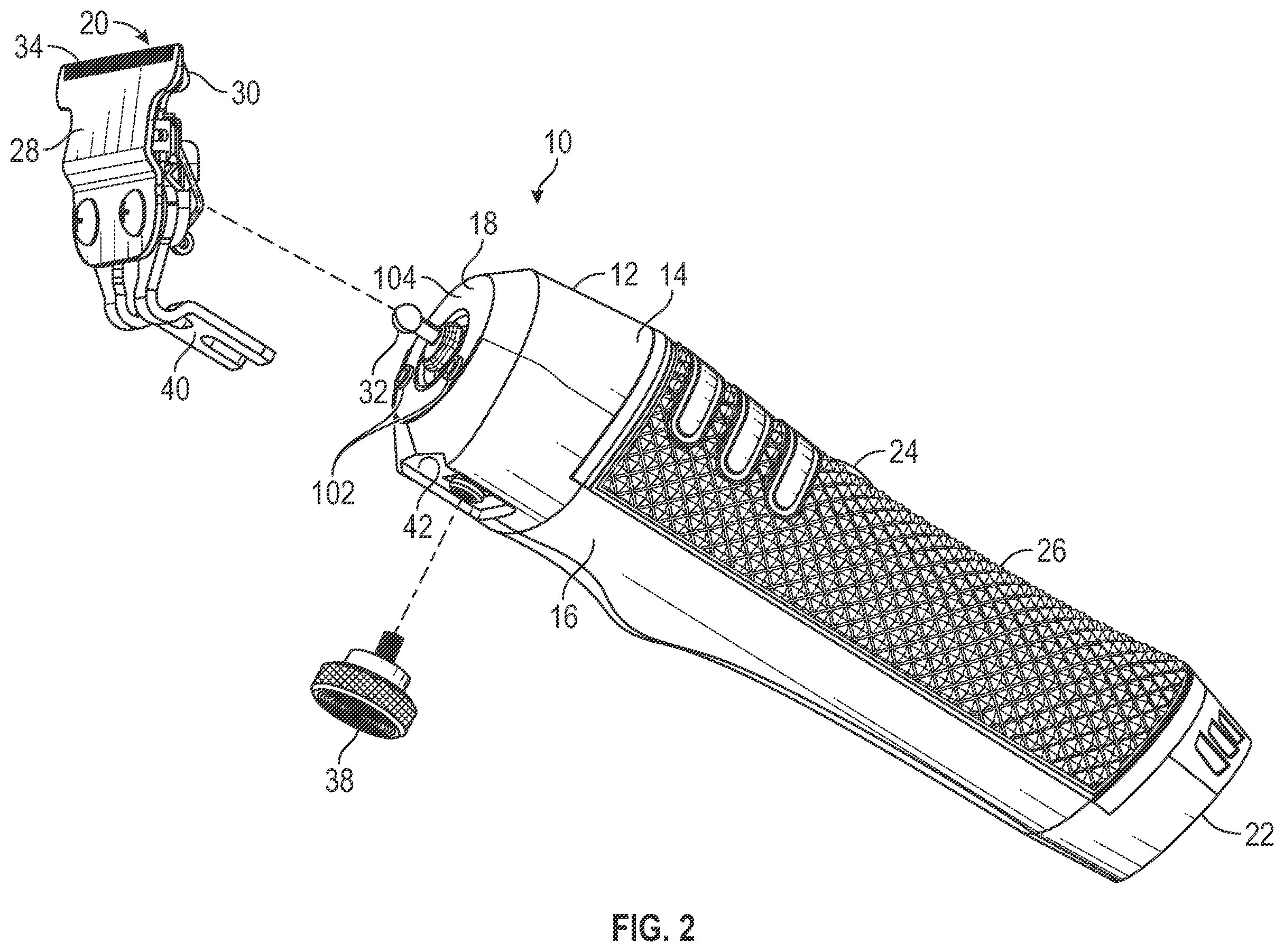 Patent US12350849 Figure 2 – Hair trimmer housing with enhanced motor mount