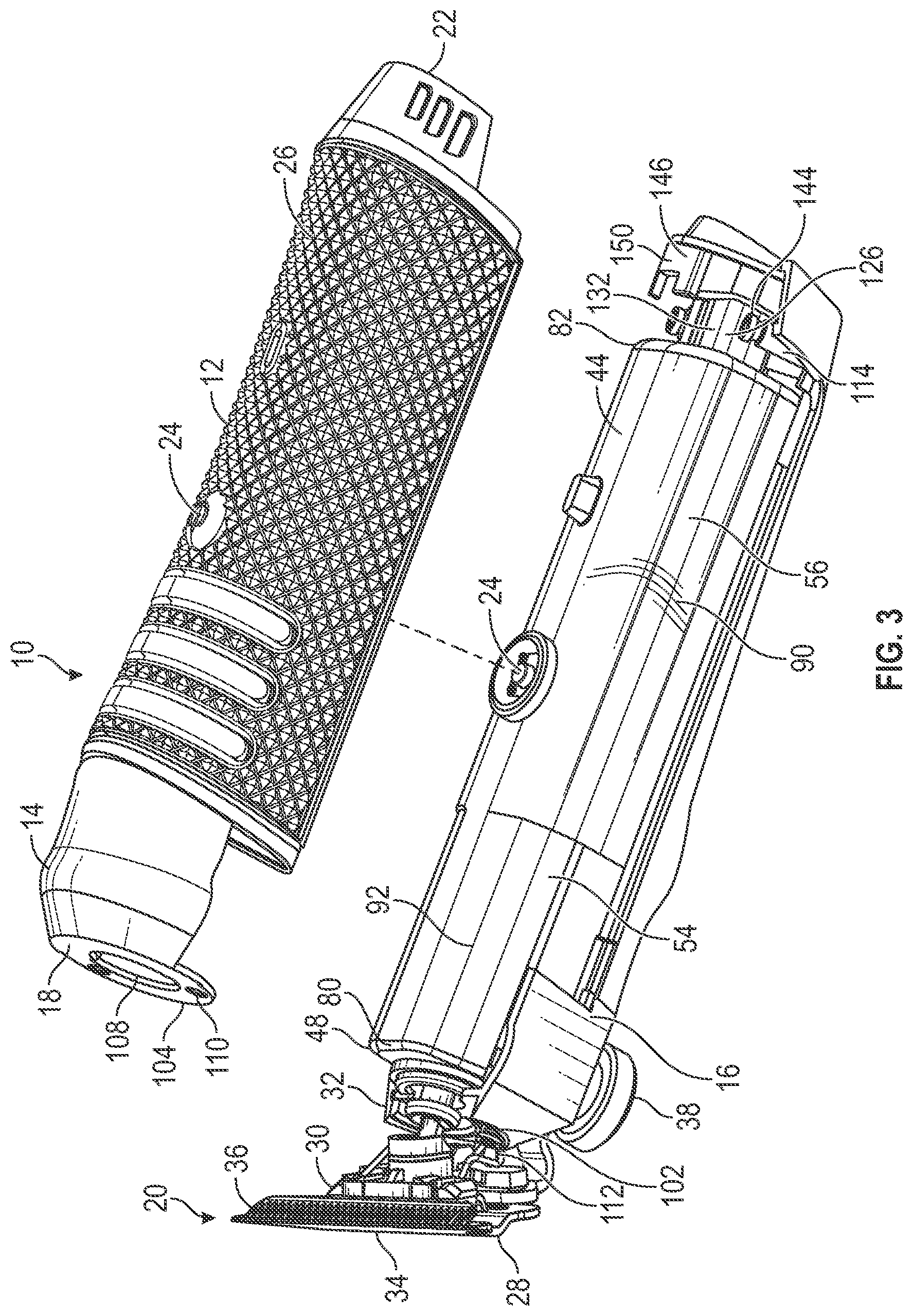 Patent US12350849 Figure 3 – Hair trimmer housing with enhanced motor mount