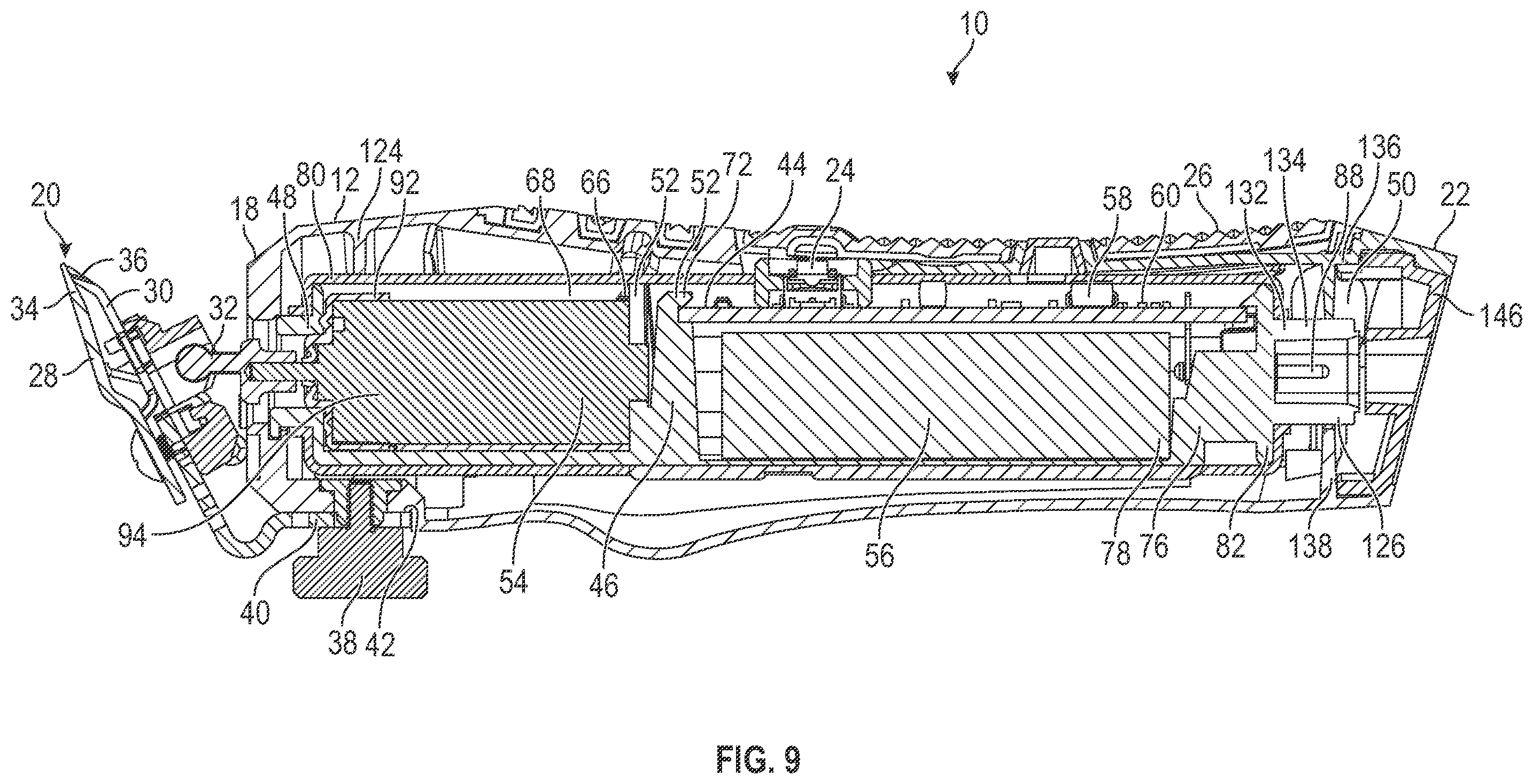 Patent US12350849 Figure 8 – Hair trimmer housing with enhanced motor mount