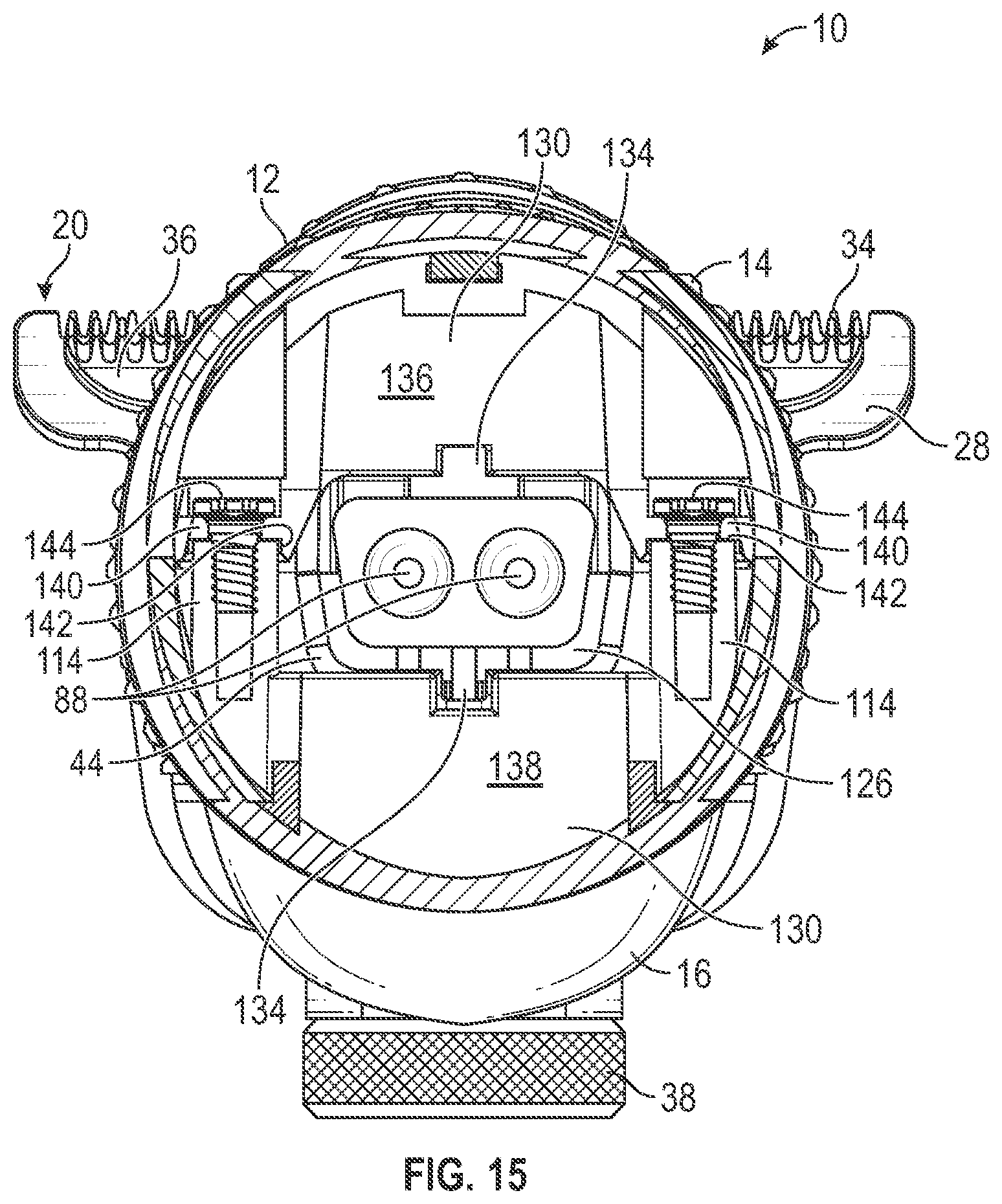 Patent US12350849 Figure 14 – Hair trimmer housing with enhanced motor mount