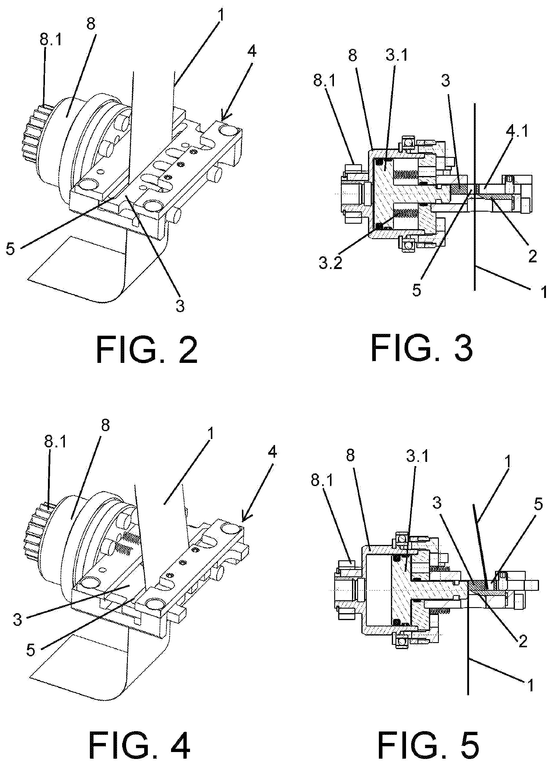 Patent US12350855 Figure 2 – Shear cutting system with orientable blade