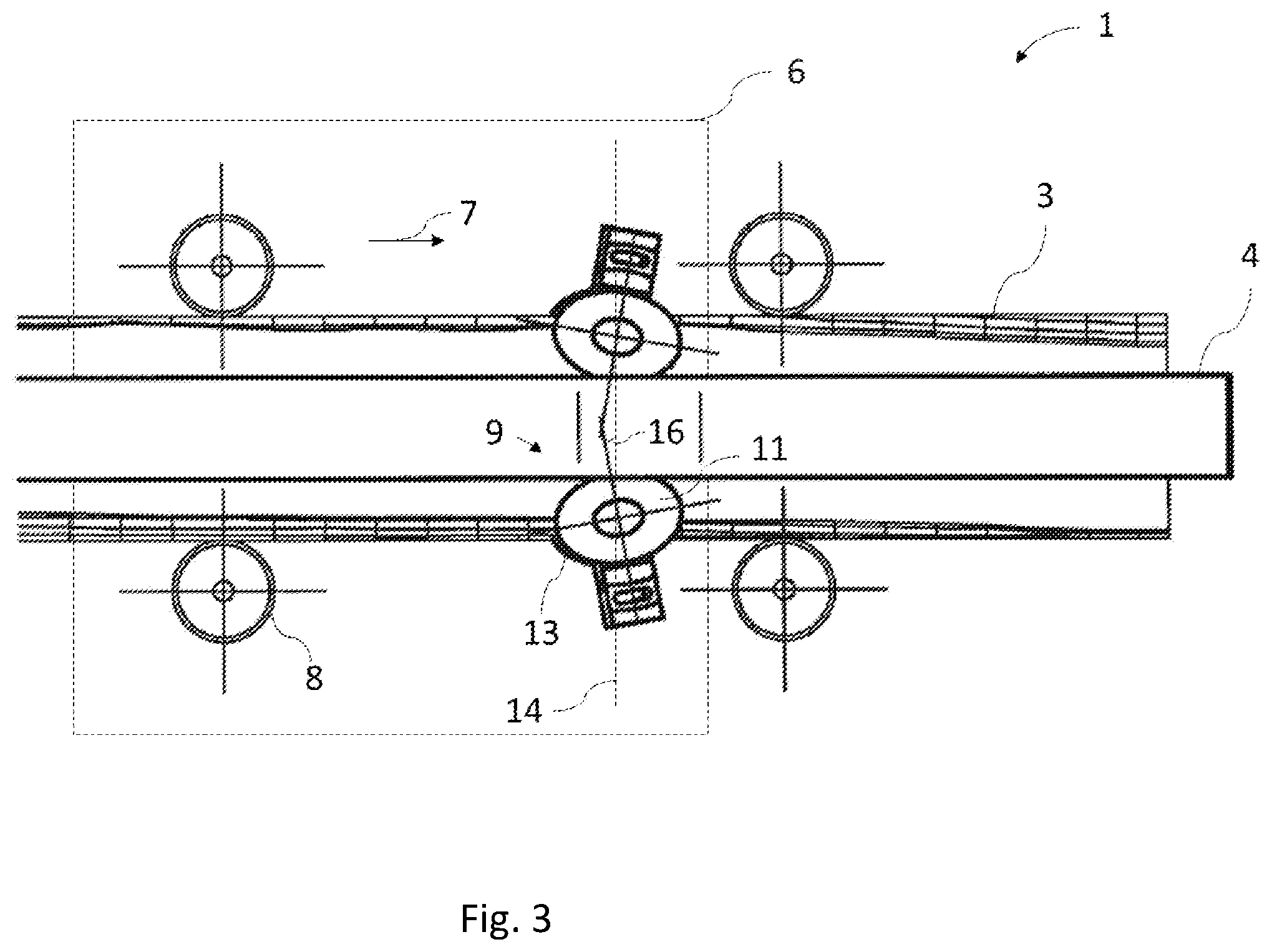 Patent US12350856 Figure 3 – Apparatus for separating a sawn timber package into main and side products