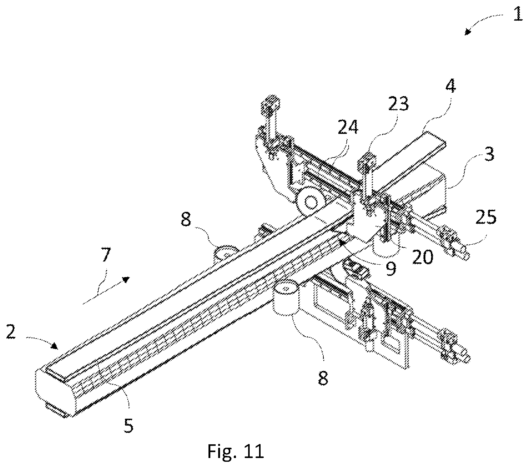 Patent US12350856 Figure 11 – Apparatus for separating a sawn timber package into main and side products